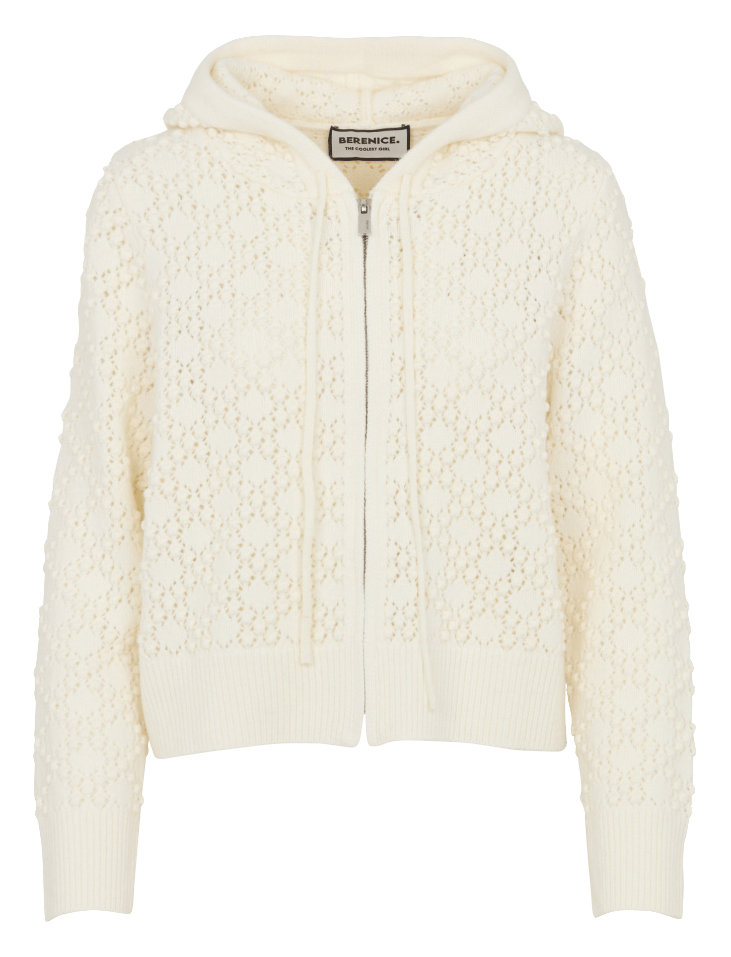 Gilet droit à capuche en laine BERENICE Blanc
