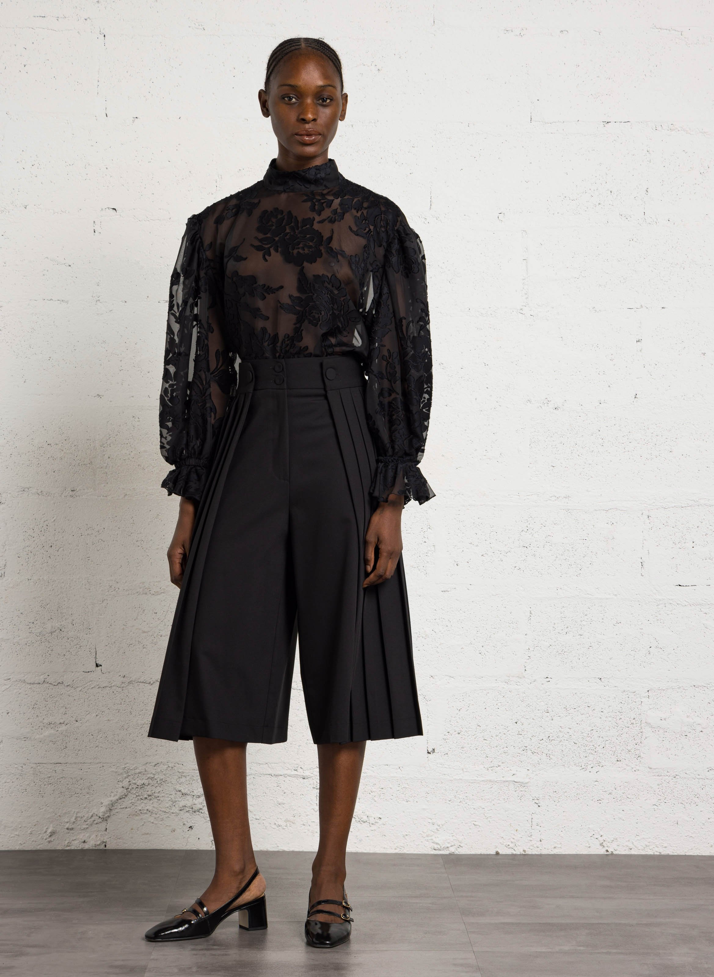Pleated culotte skirt pants IMPERIAL Black