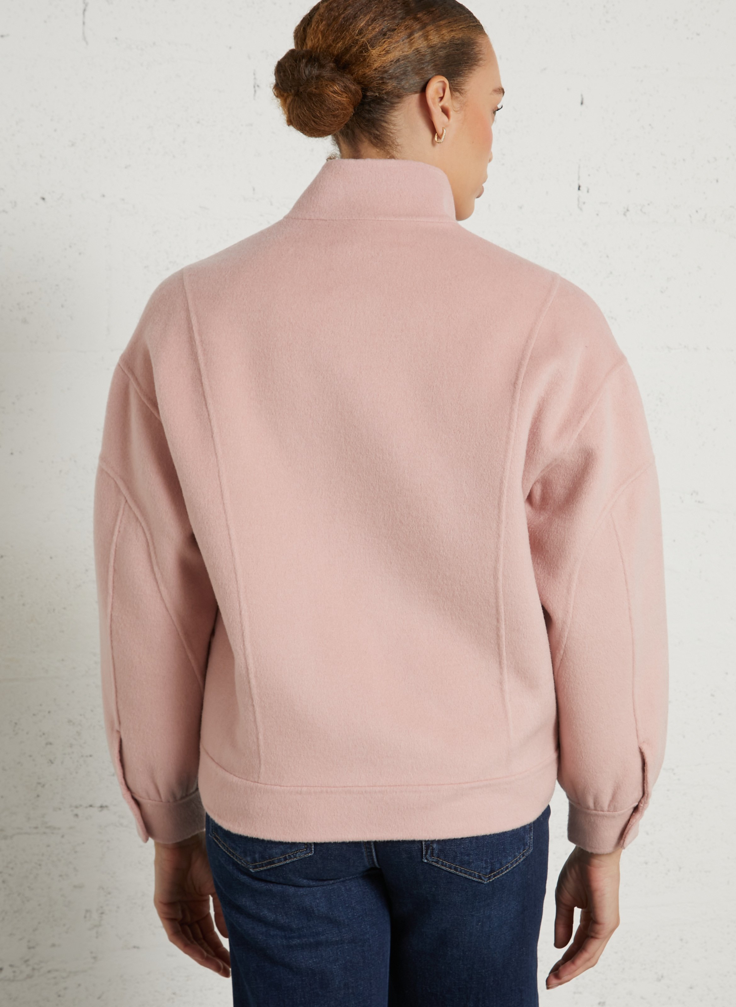 Veste droite à col classique en laine mélangée MAISON 123 Rose