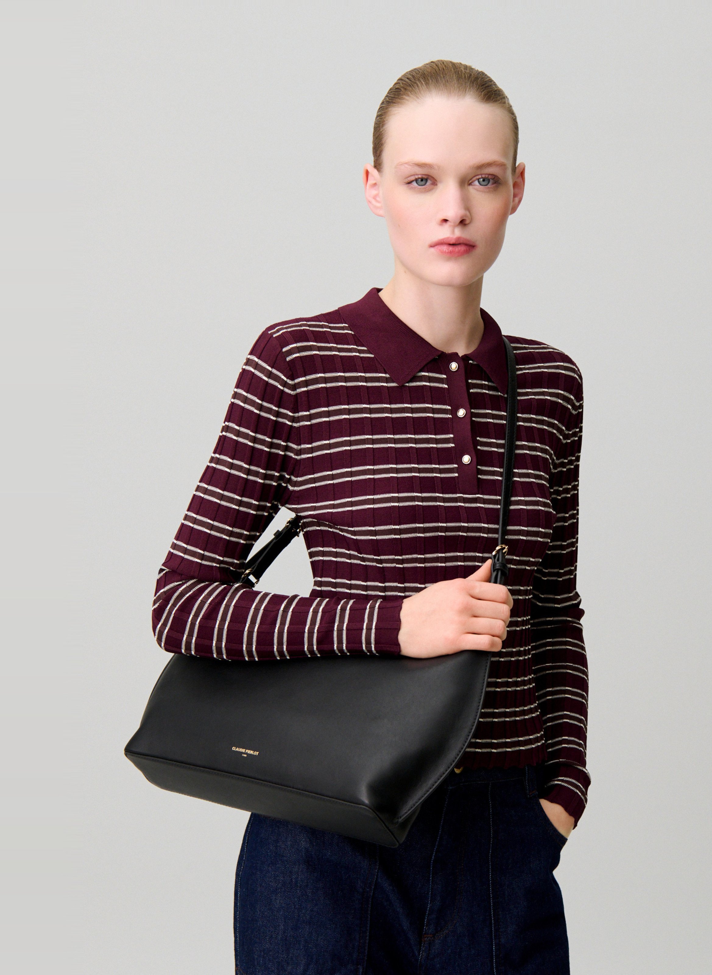 Sac porté épaule en cuir CLAUDIE PIERLOT Noir