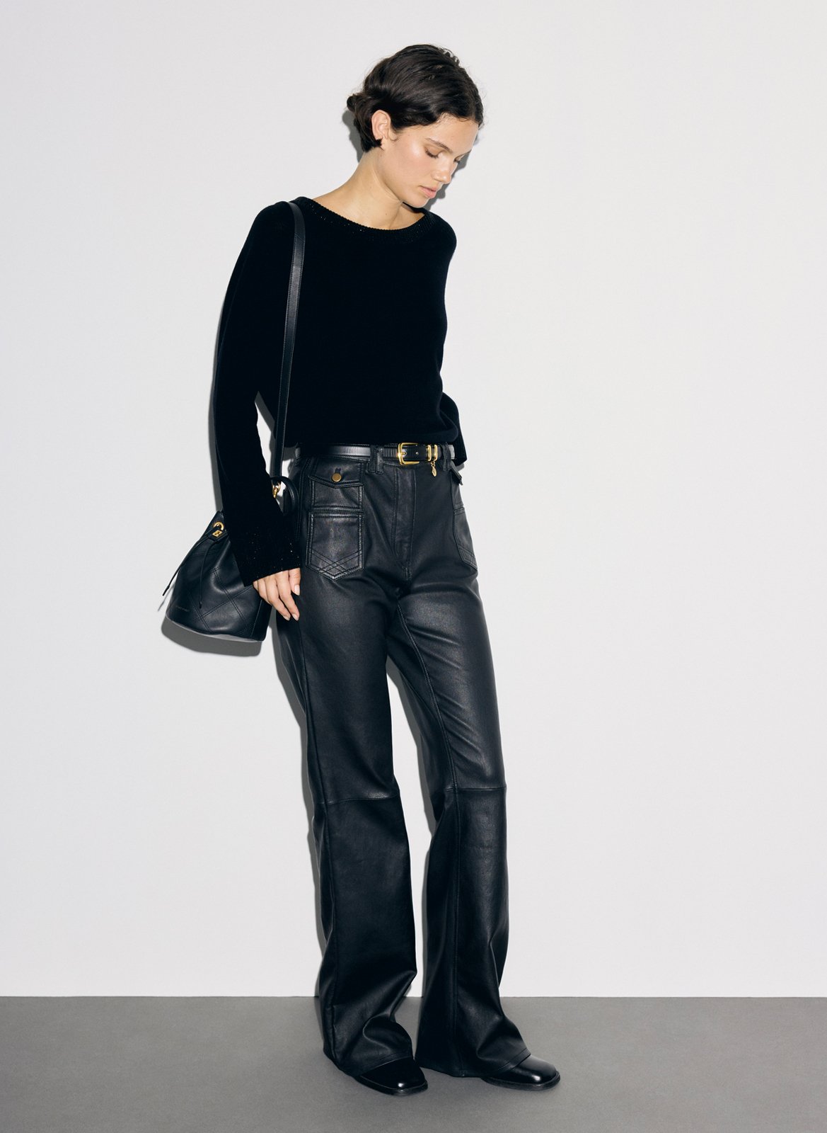 Straight wool sweater with rhinestones GERARD DAREL Black