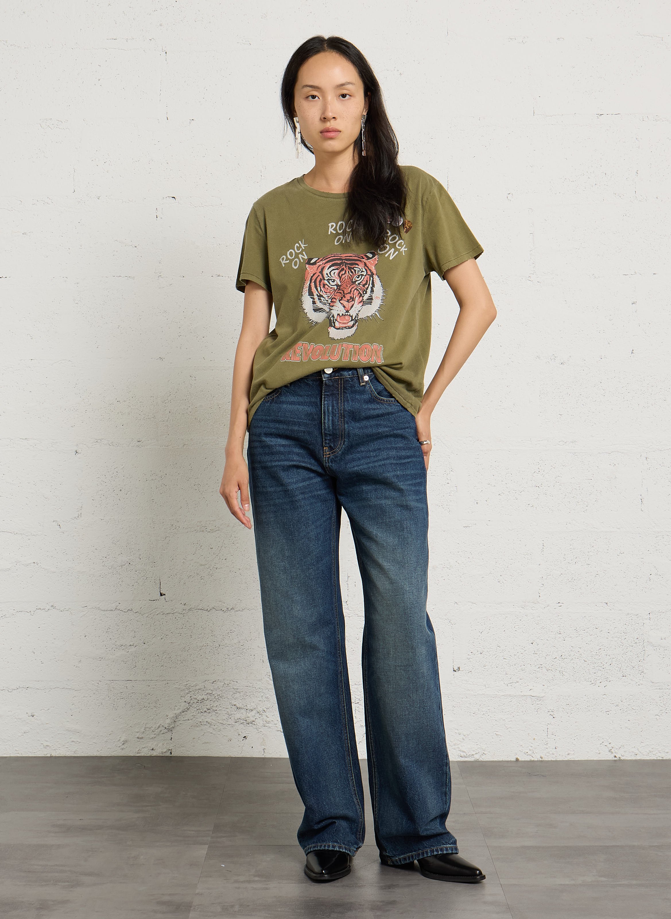 Tee-shirt imprimé en coton  NEWTONE Kaki