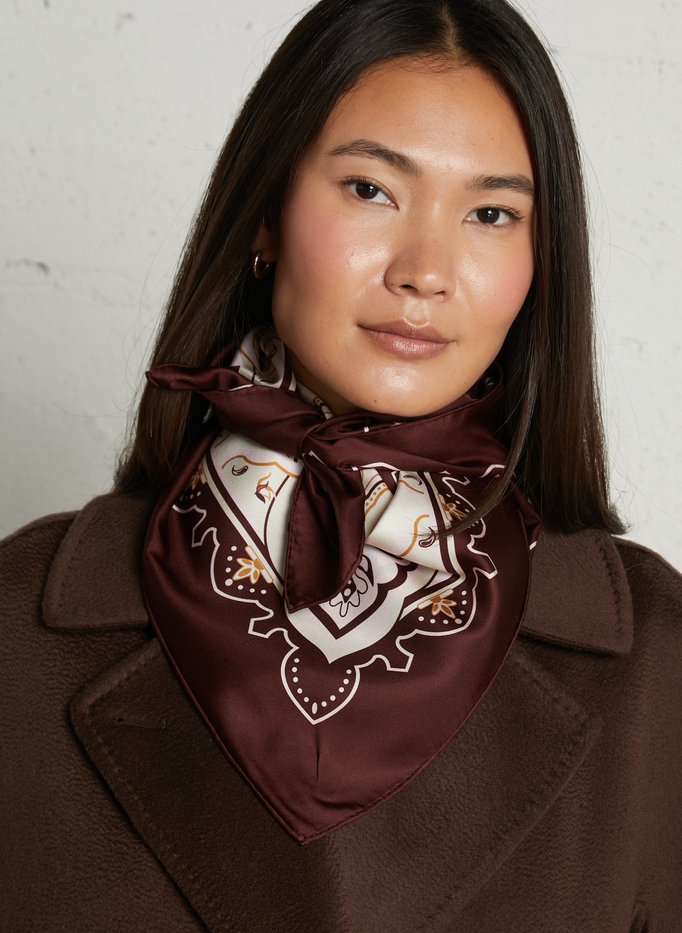 Foulard van zijde met print MAISON 123 Rood