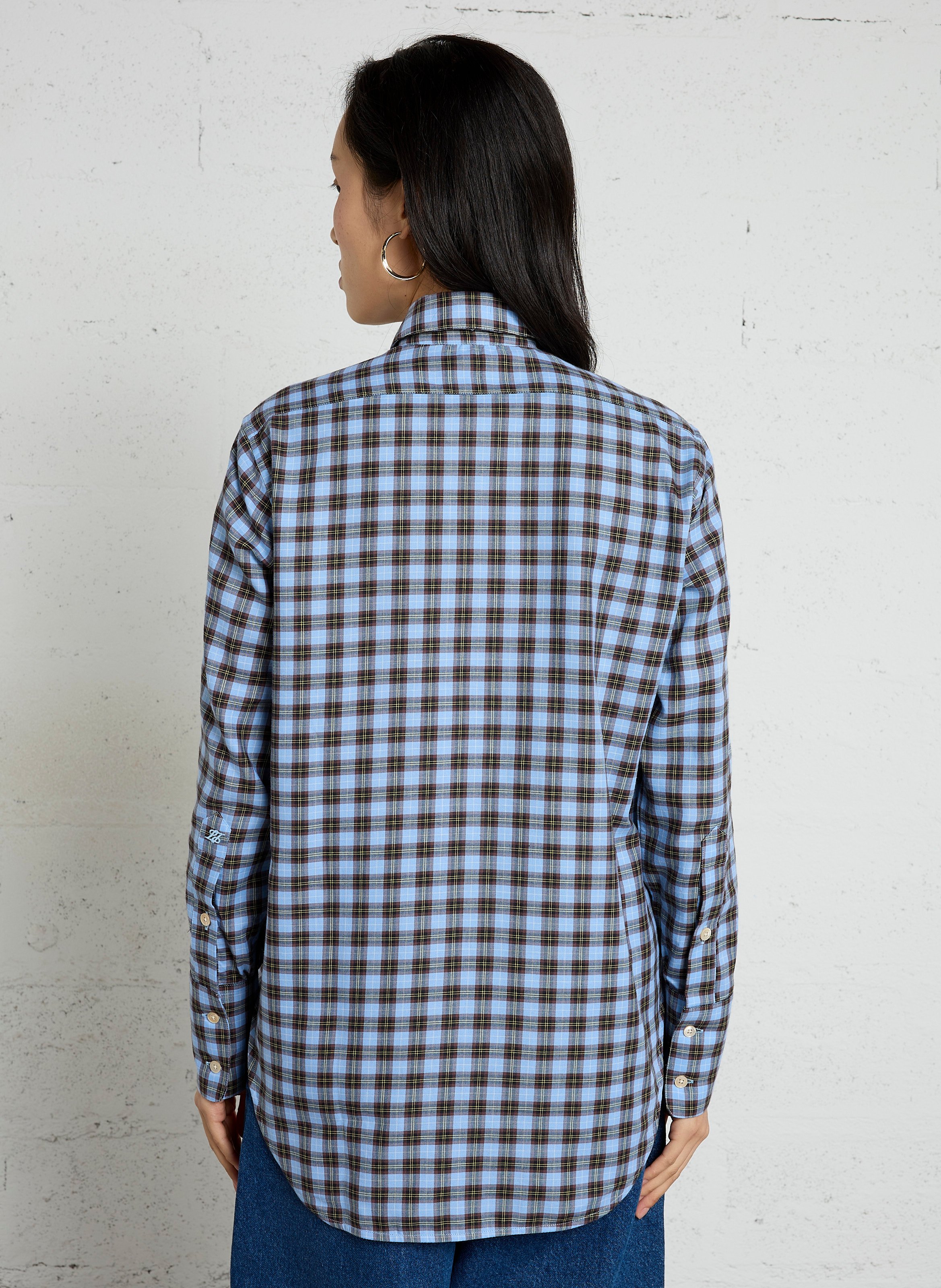 Chemise ample col classique à carreaux en coton LAURENCE BRAS Bleu