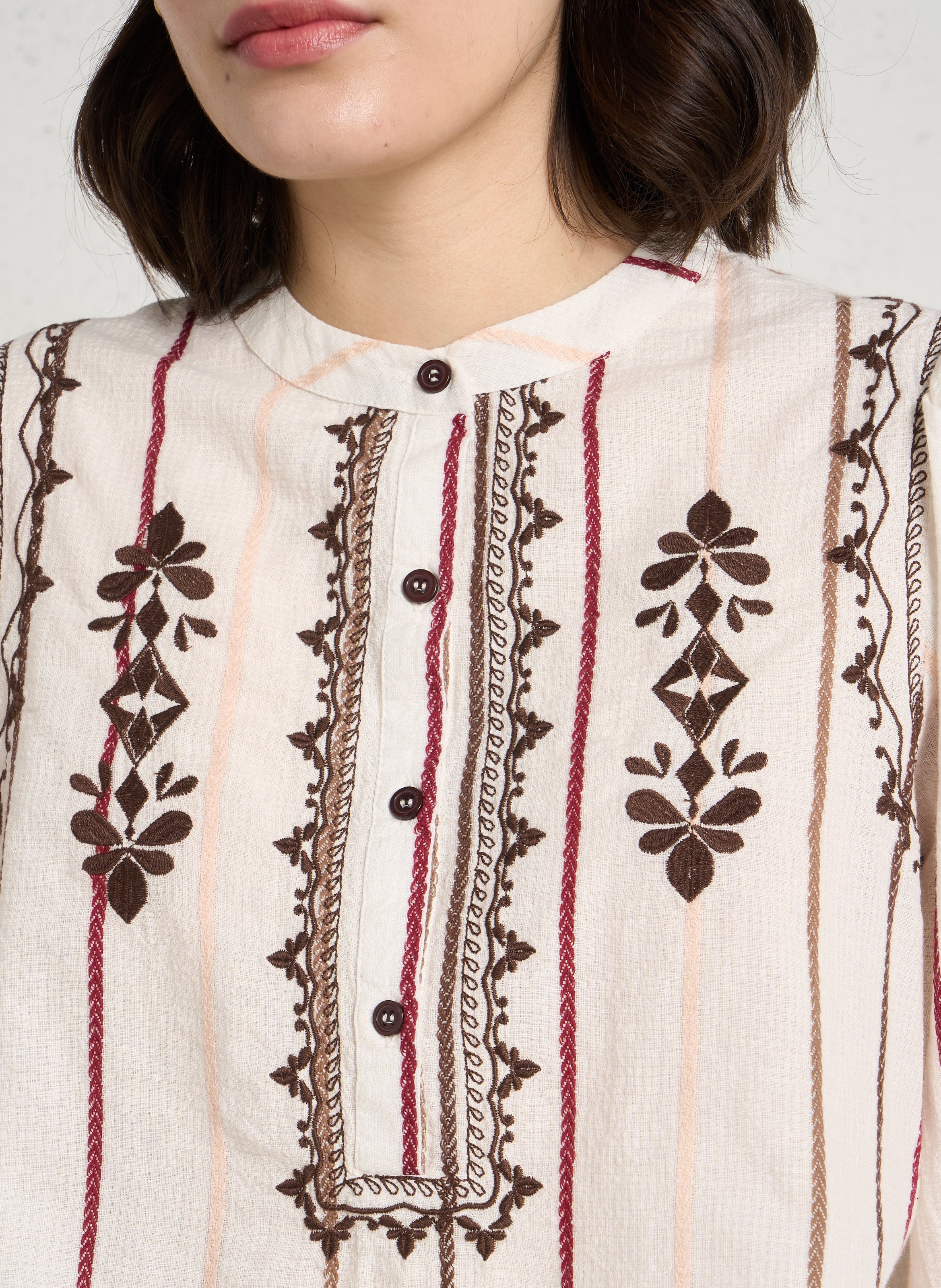 Gerade Bluse mit Baumwollmuster LA PETITE ETOILE Beige