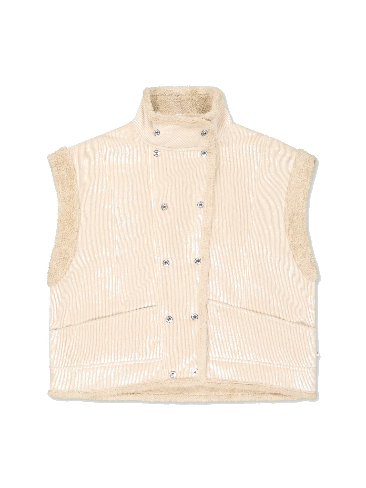 Sleeveless high-neck snap-button jacket LE TEMPS DES CERISES Beige