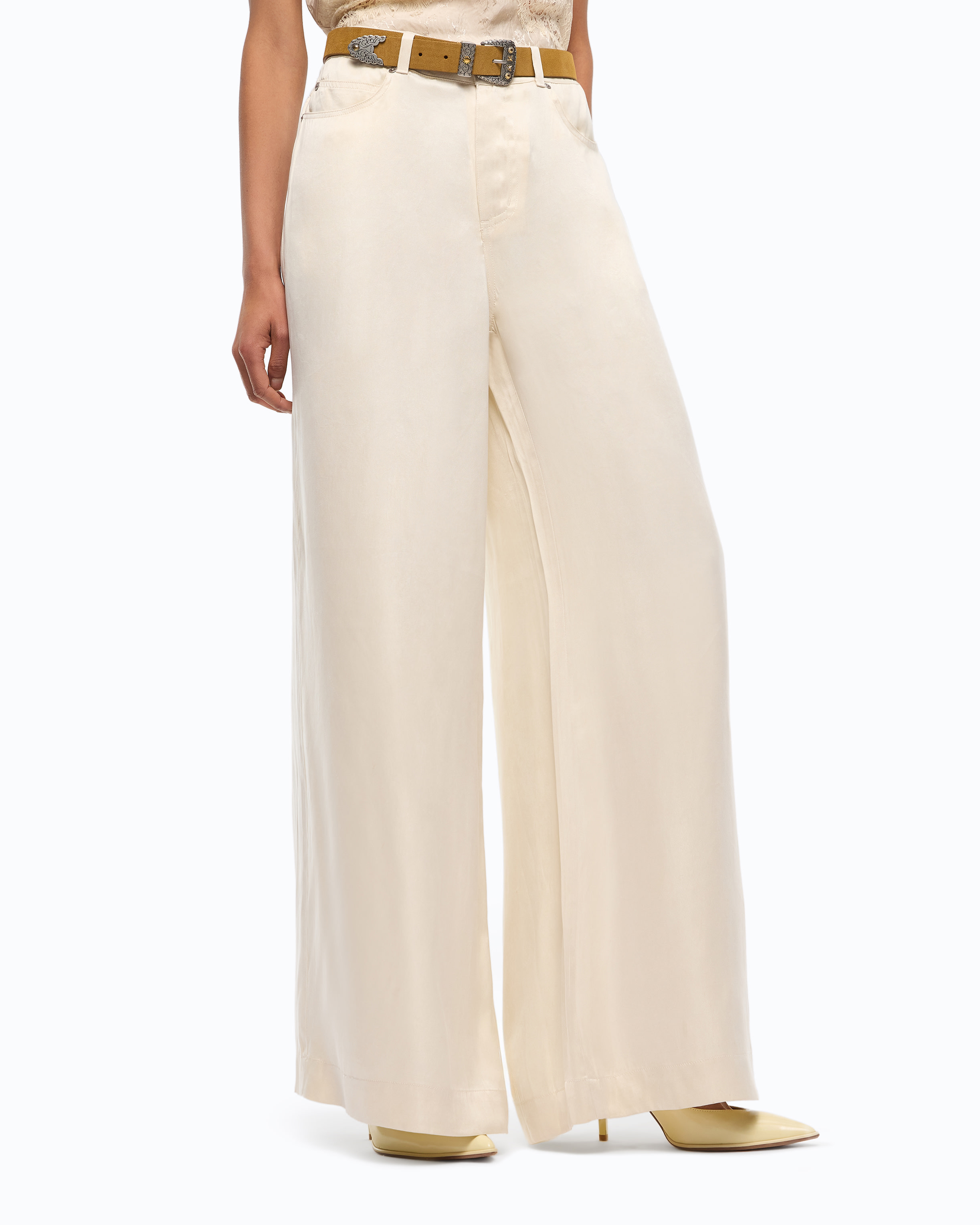 Peach-skin twill palazzo trousers | Beige PINKO Women