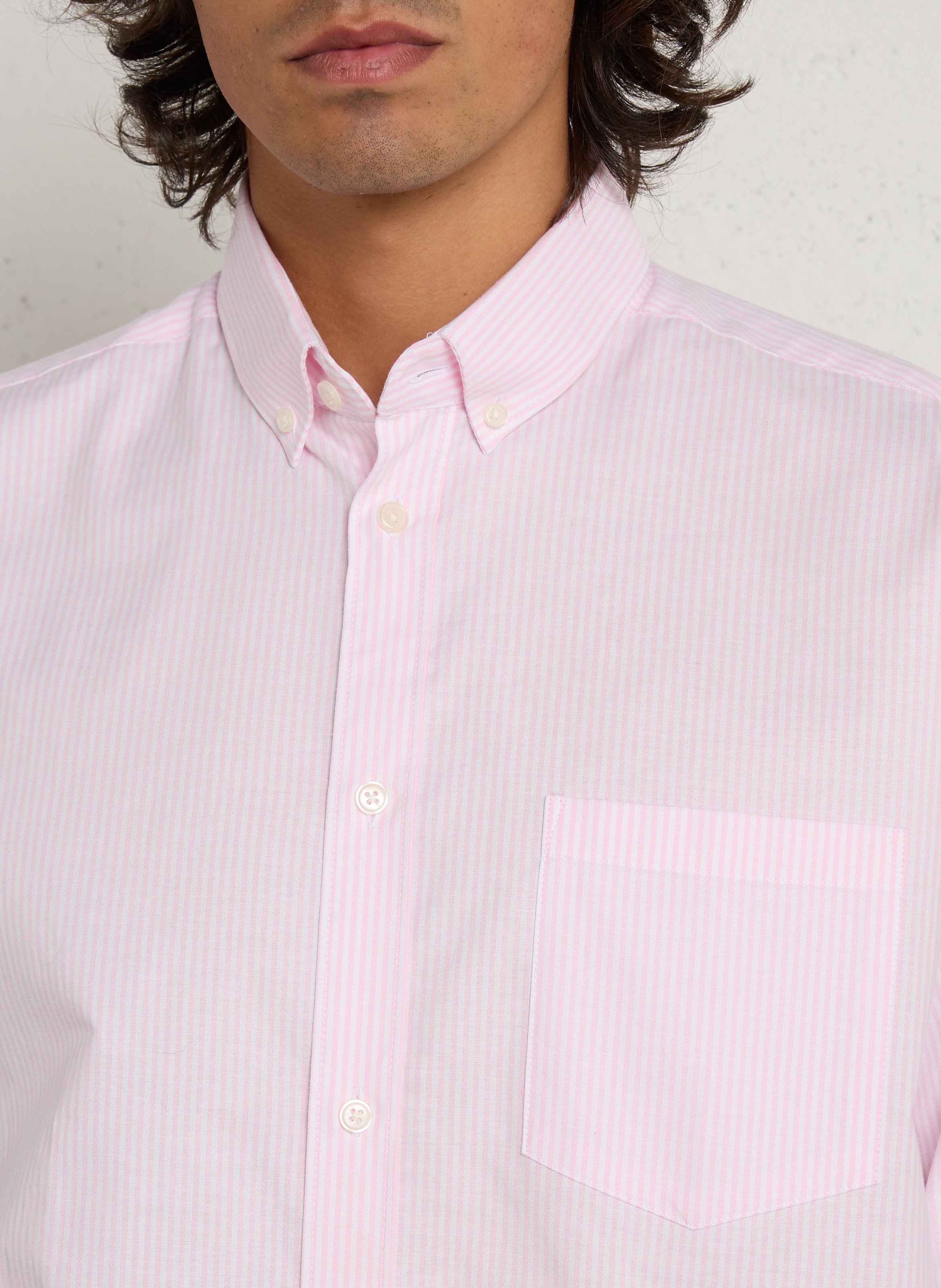 Striped straight-cut cotton shirt AU PRINTEMPS PARIS Pink