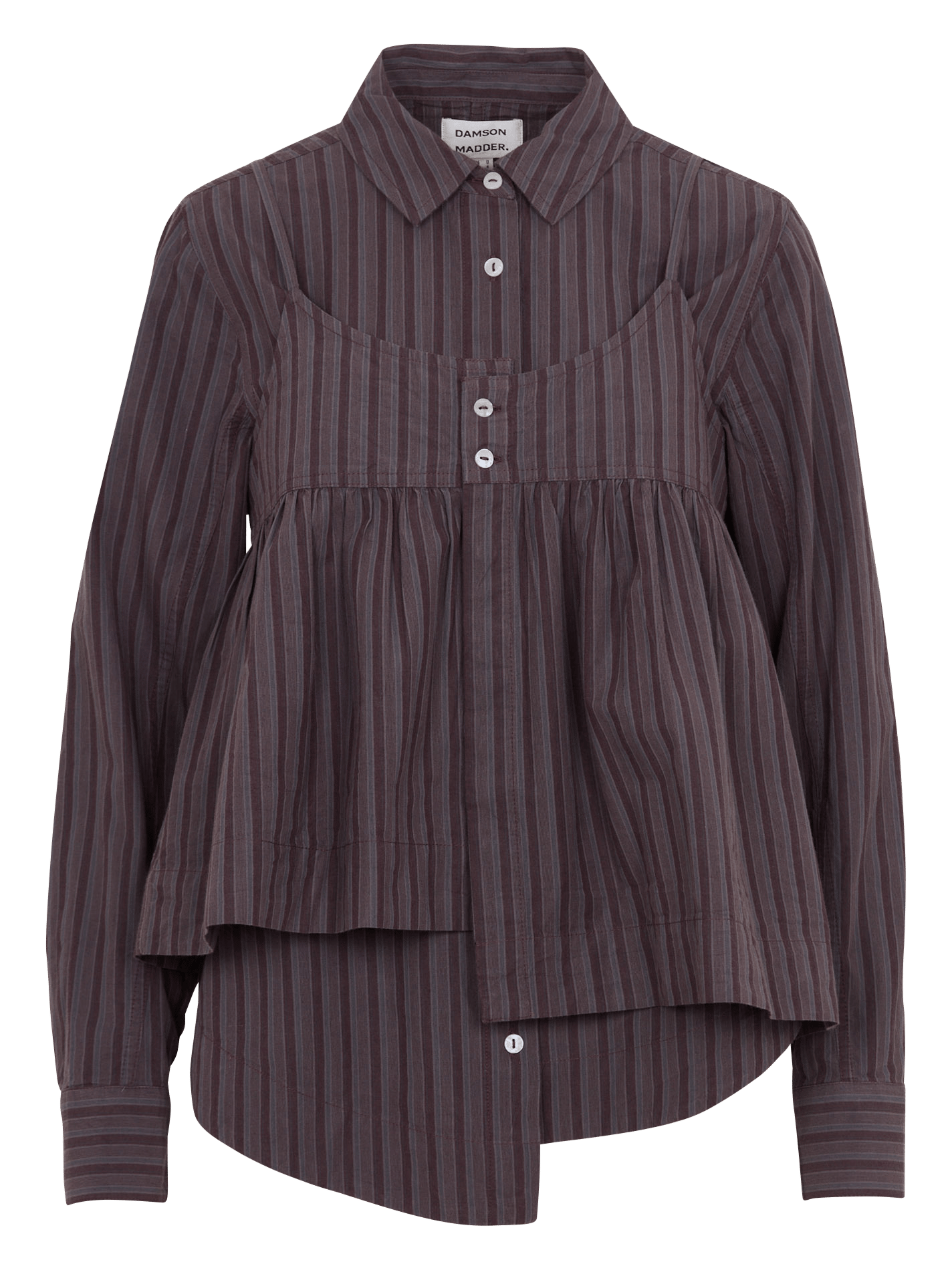 Gestreiftes Baumwoll-Layering-Hemd DAMSON MADDER Braun