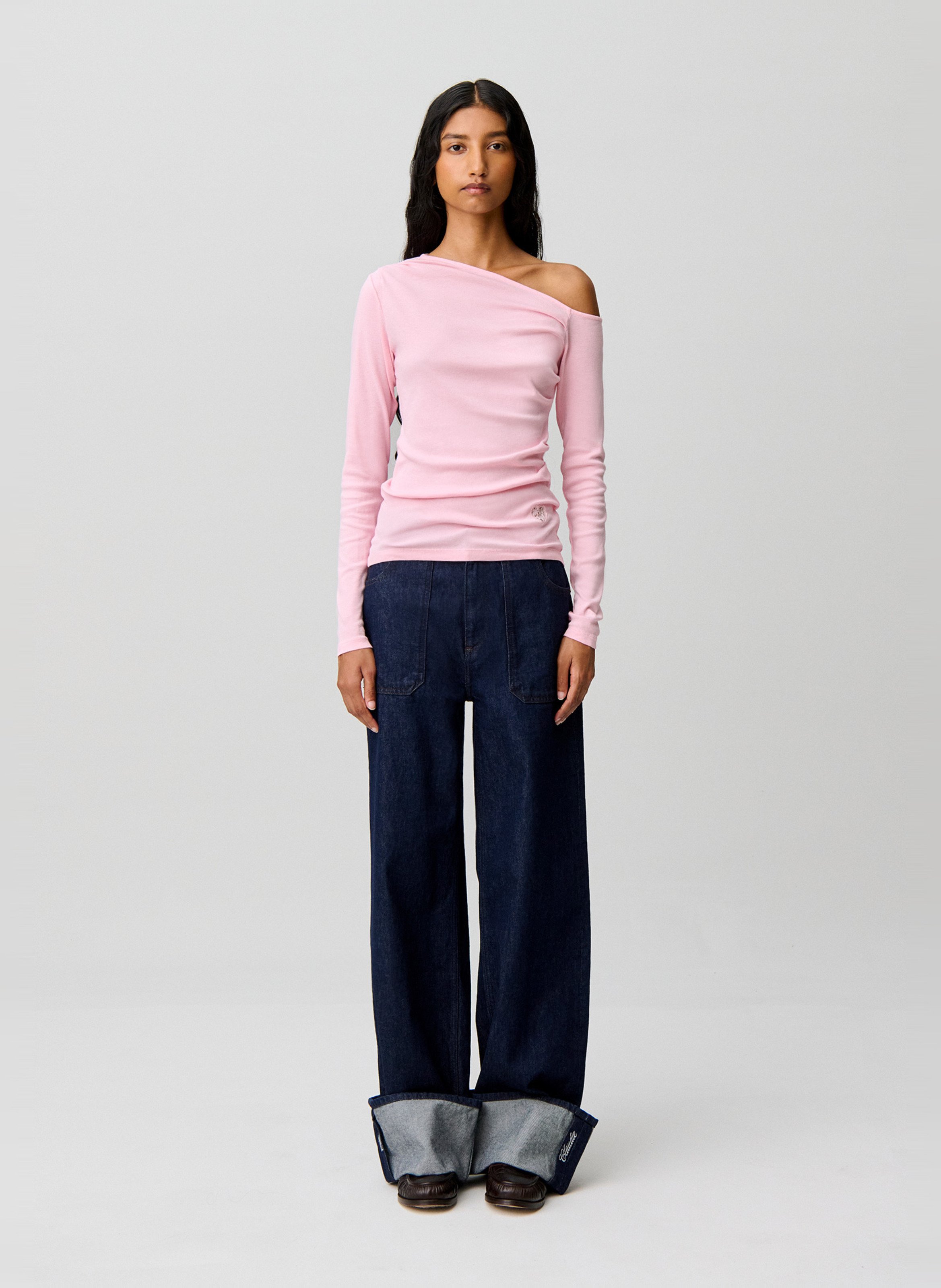Top moulant asymétrique en coton CLAUDIE PIERLOT Rose