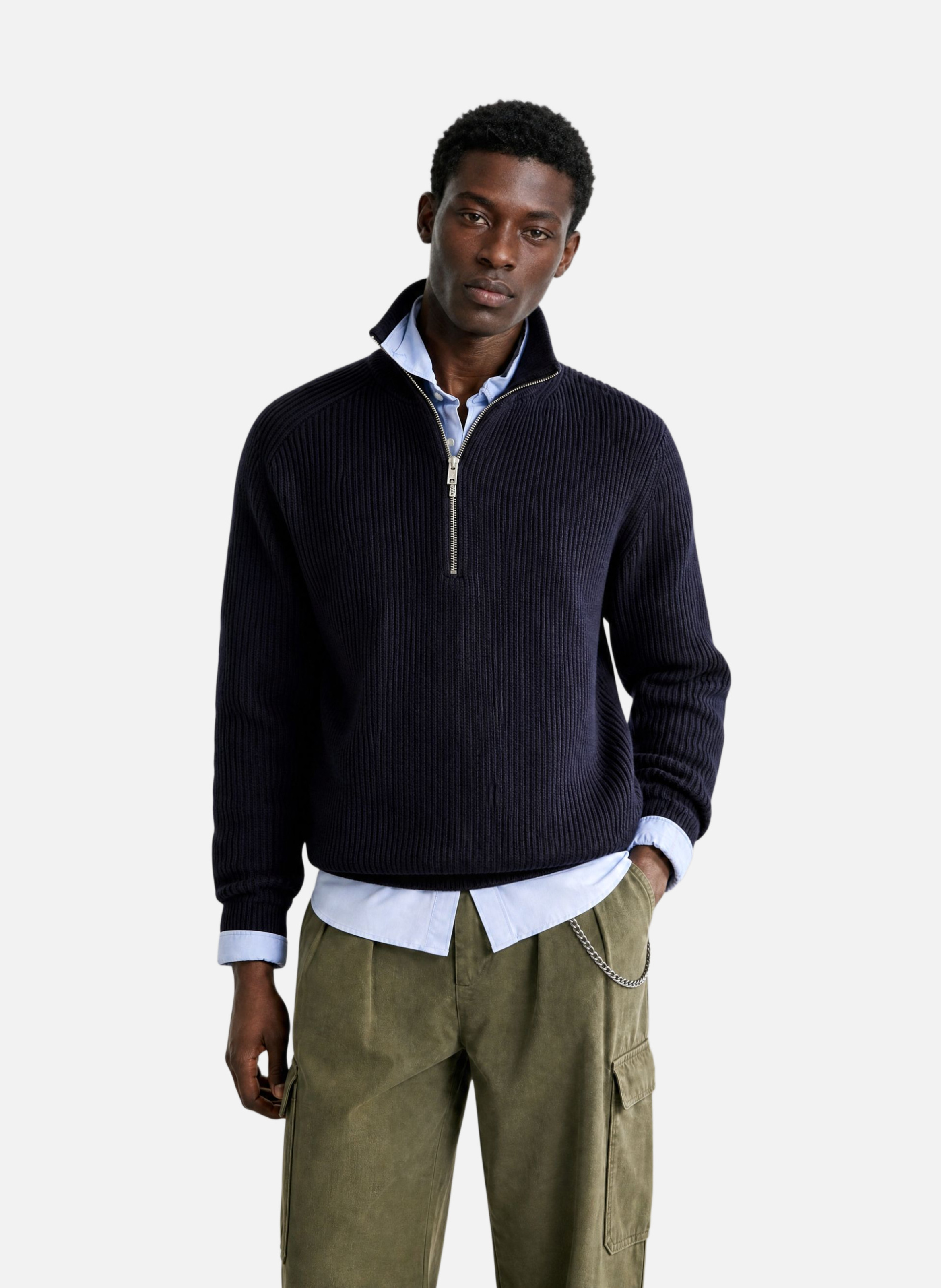 Wool zipped-neck sweater THE KOOPLES Blue