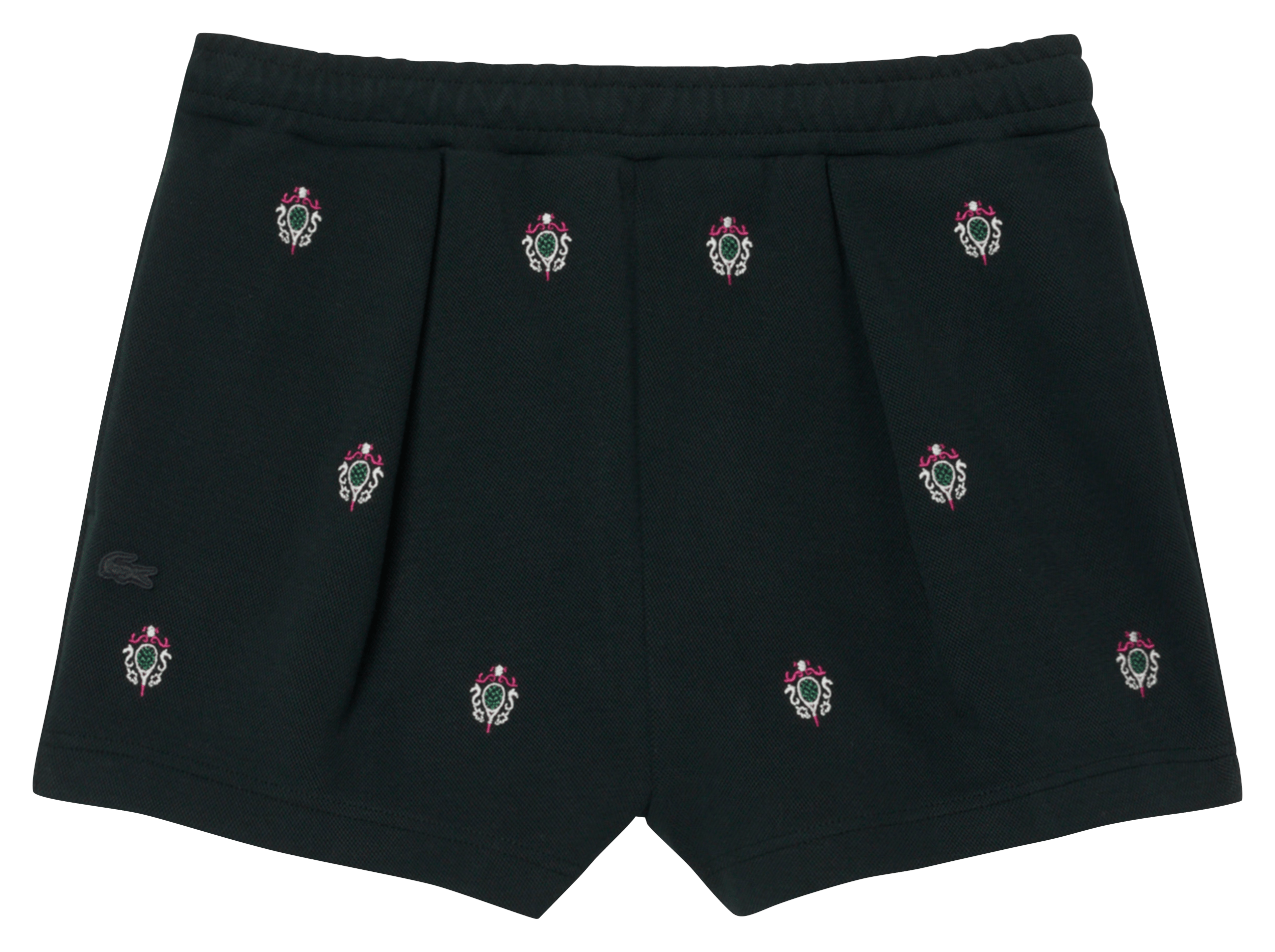 Cotton-blend straight-cut embroidered shorts LACOSTE Green