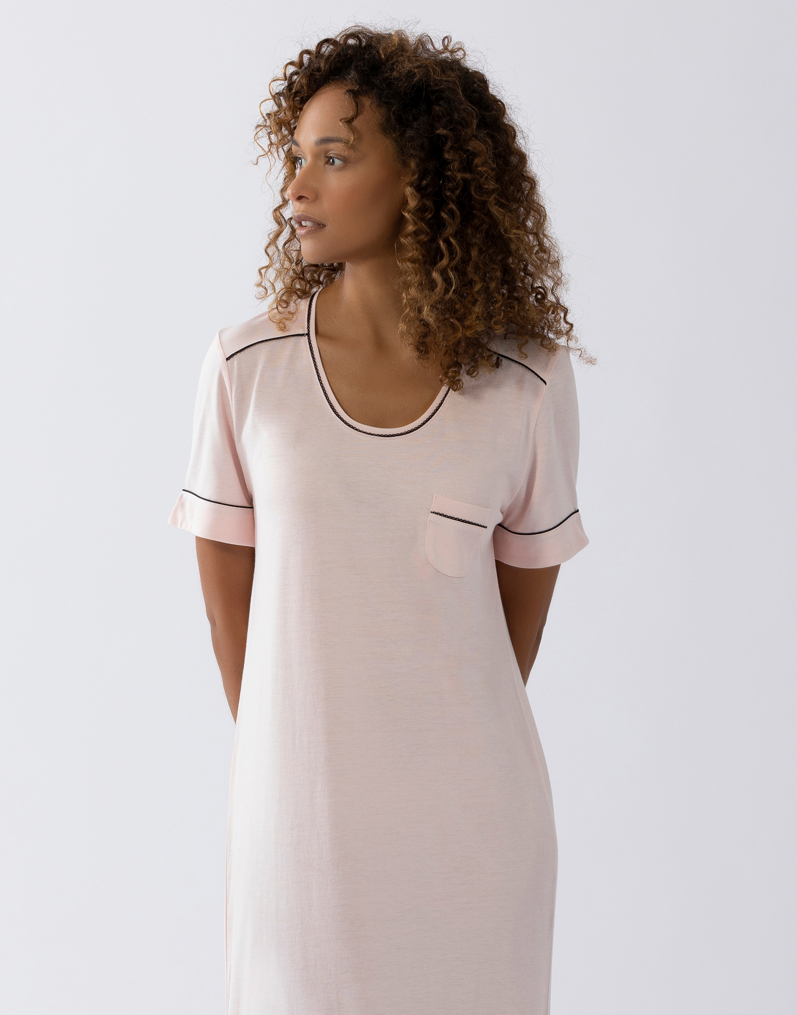 Short-sleeved cotton modal nightshirt LE CHAT Pink