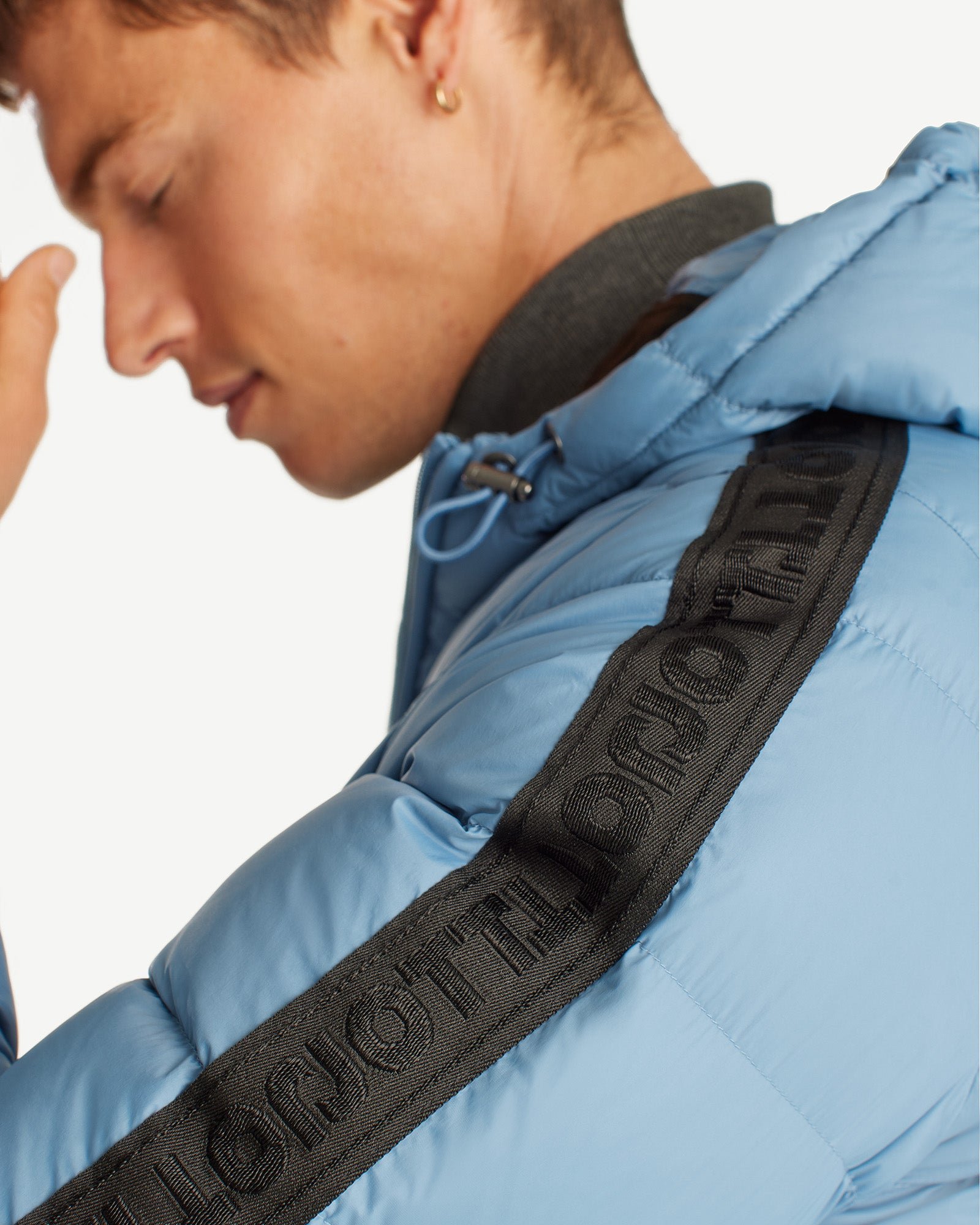 Straight hooded puffer jacket John Ribbon JOTT Blue