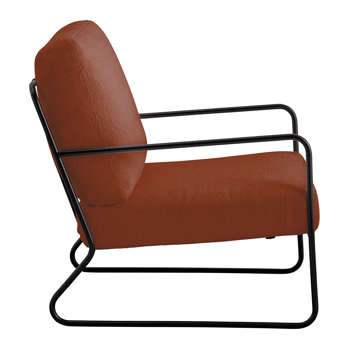 Fauteuil en bouclette et métal BLANC D'IVOIRE Rouge