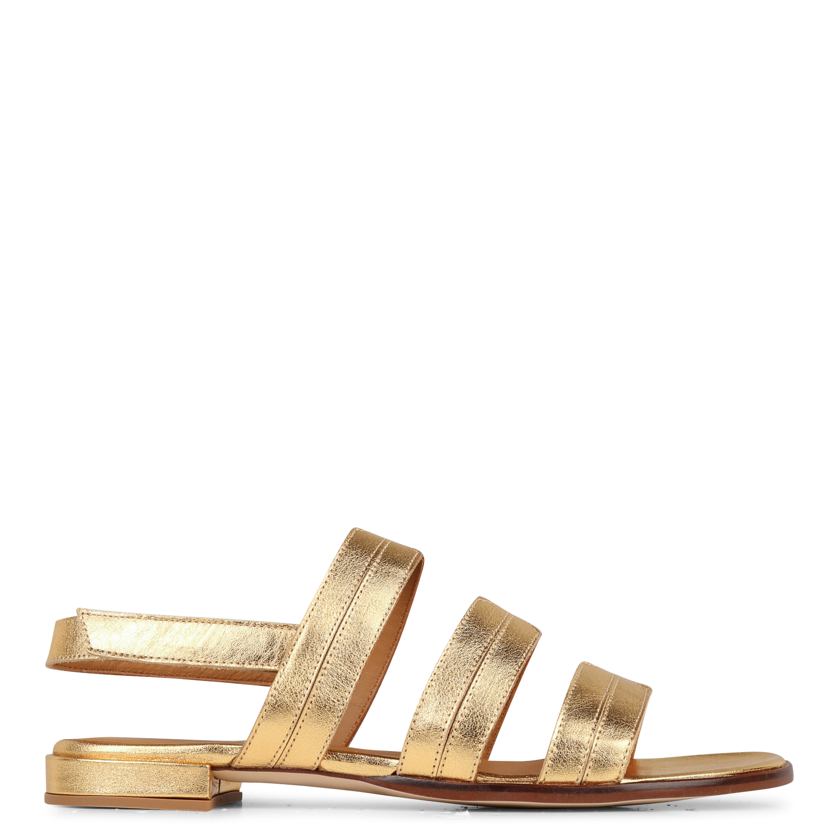 Sandales plates en cuir métallisé KOSMA MENORCA Doré