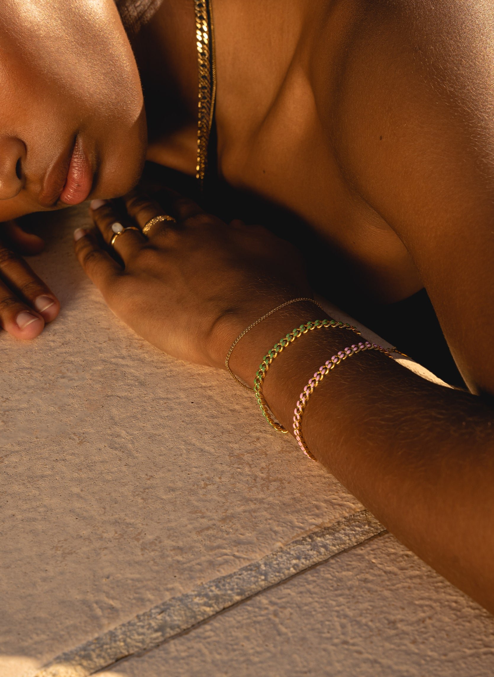 Polished chain bracelet Green