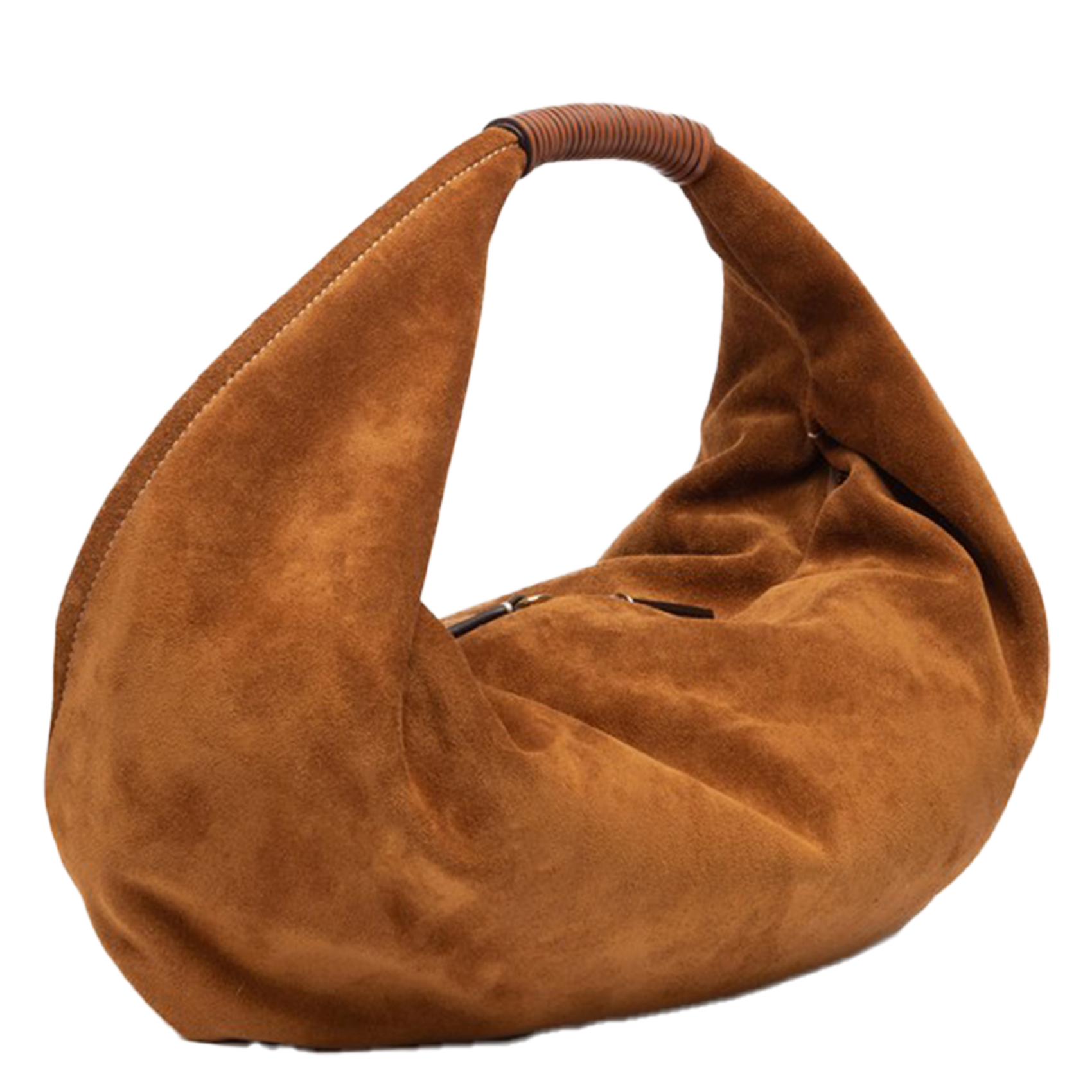 Velvet leather handbag STAUD Brown