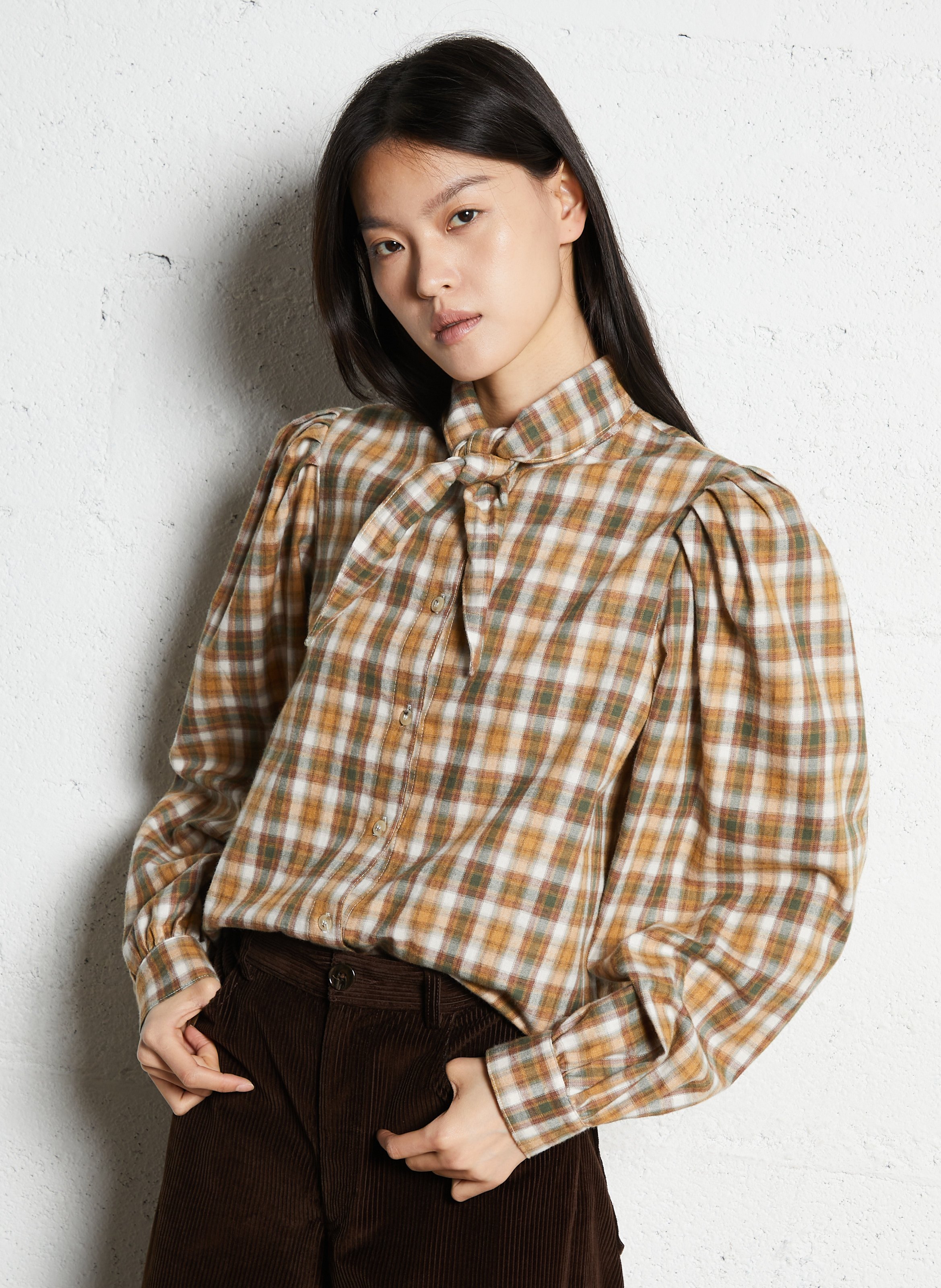 Rechte, katoenen blouse met print SUZIE WINKLE Beige