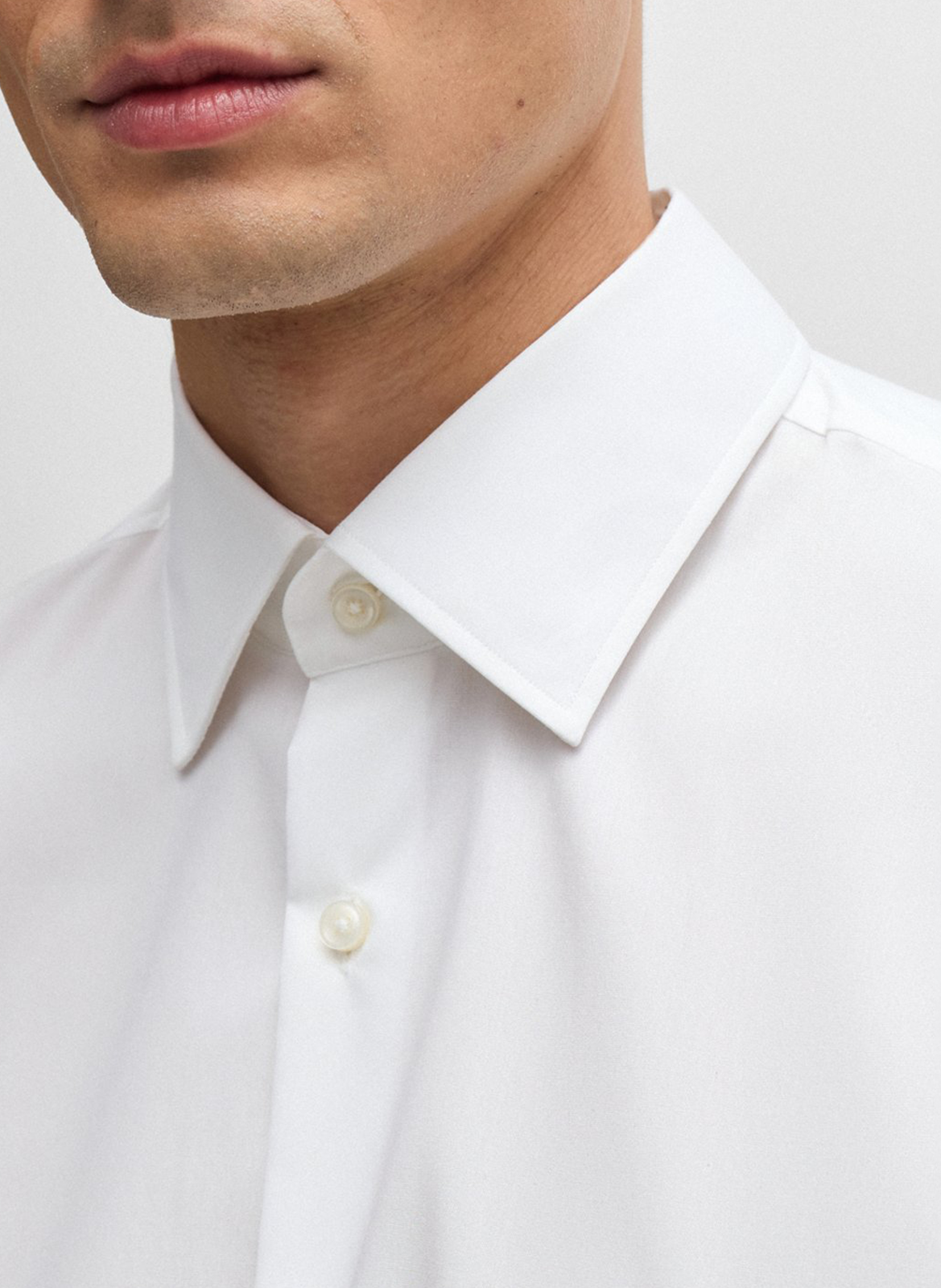 Slim-fit cotton-blend shirt BOSS White