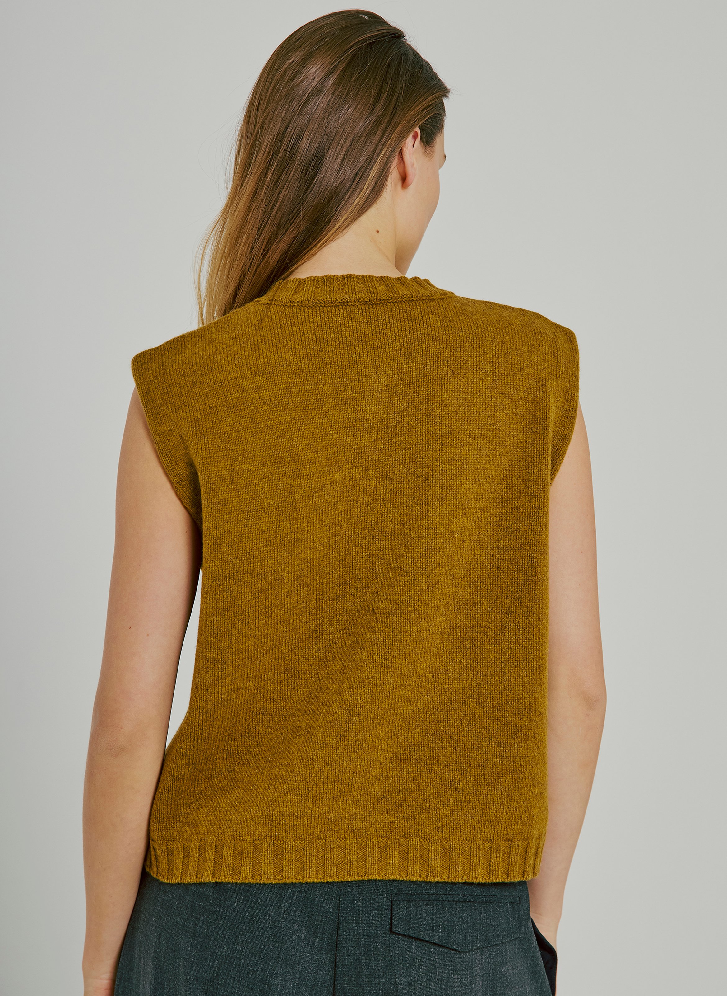 Straight round-neck wool cardigan NORR Green