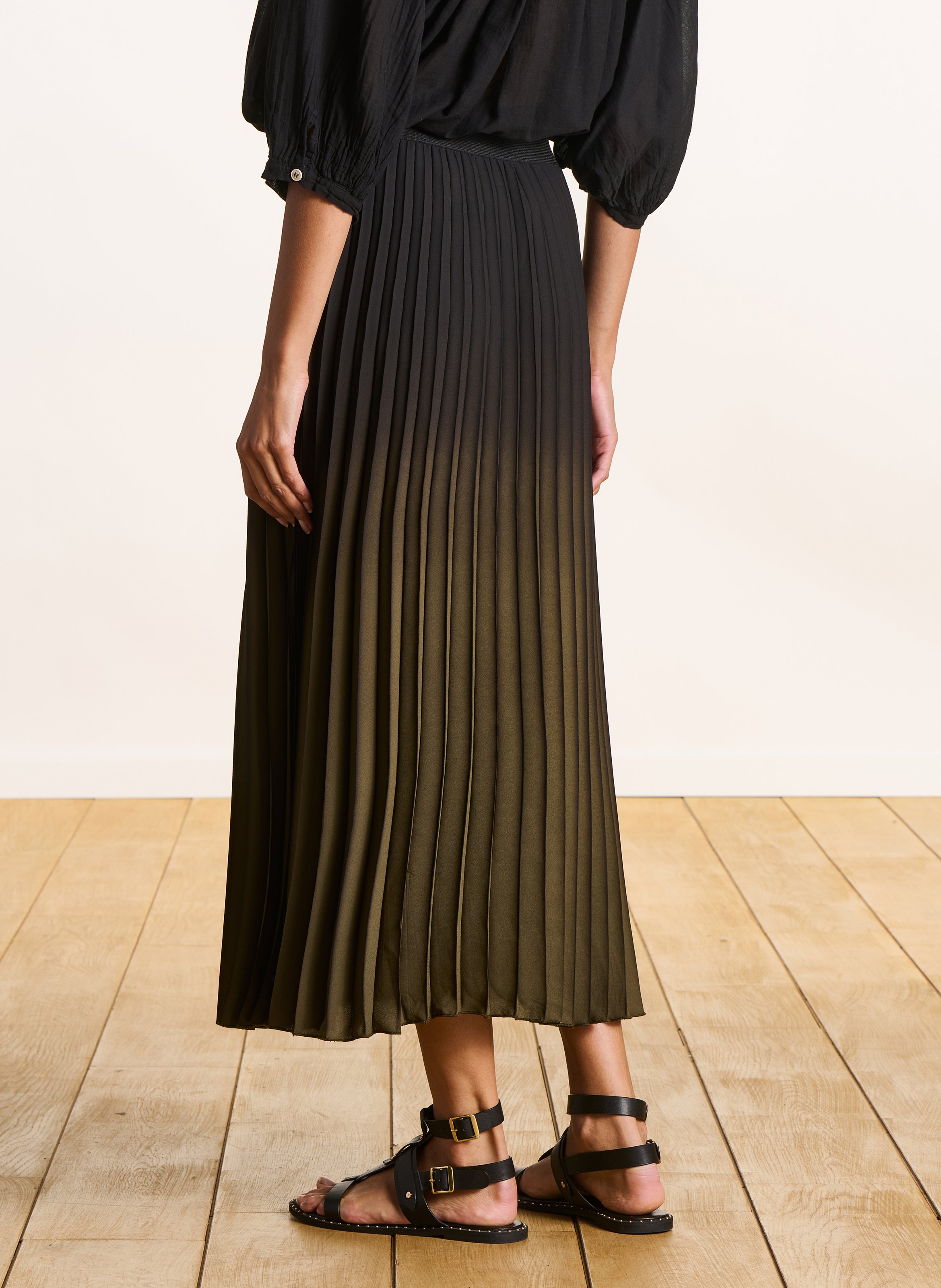 Long sunray pleated skirt LA FEE MARABOUTEE Green