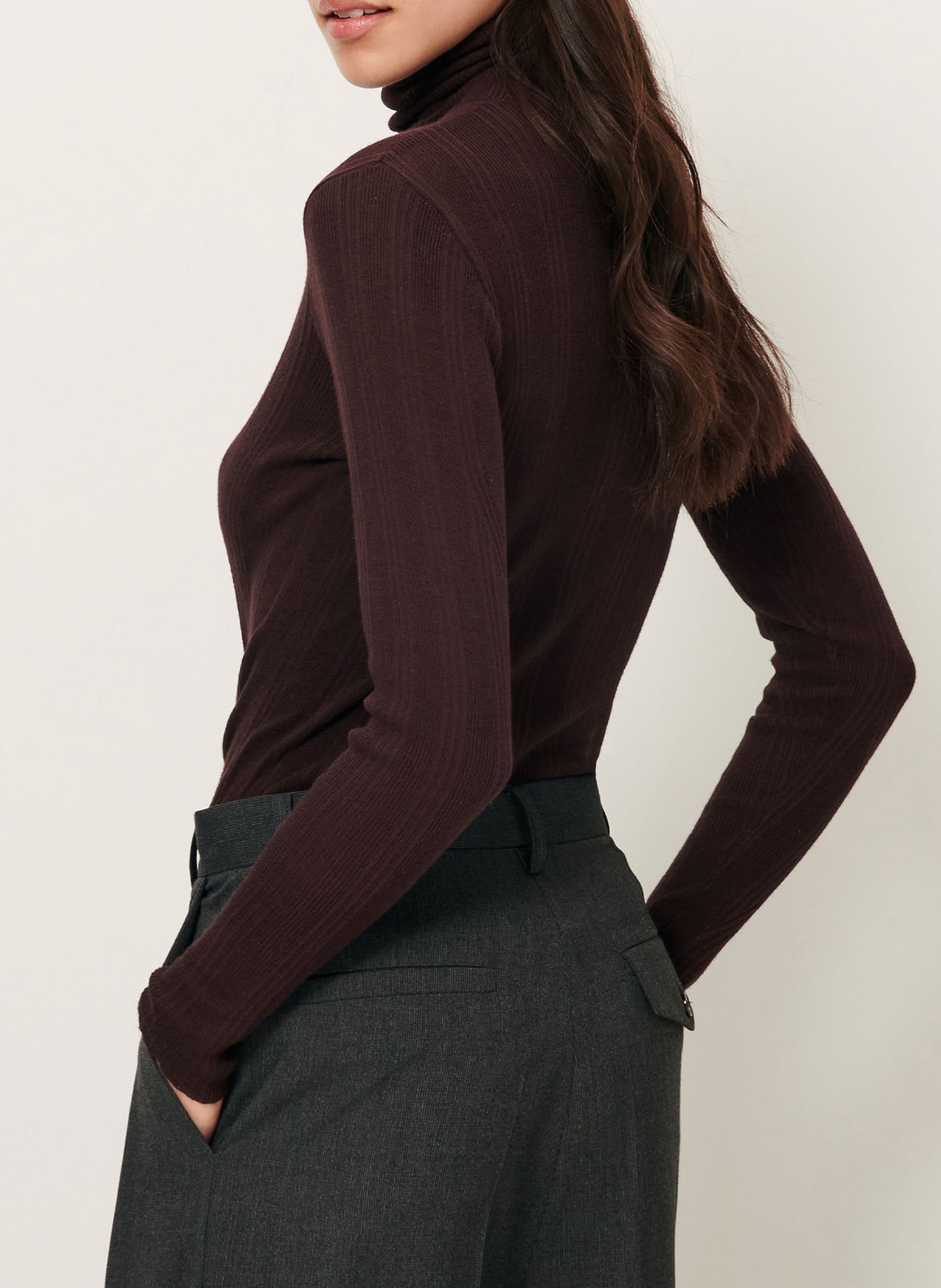 Fitted turtleneck sweater in blended cotton SESSUN Brown