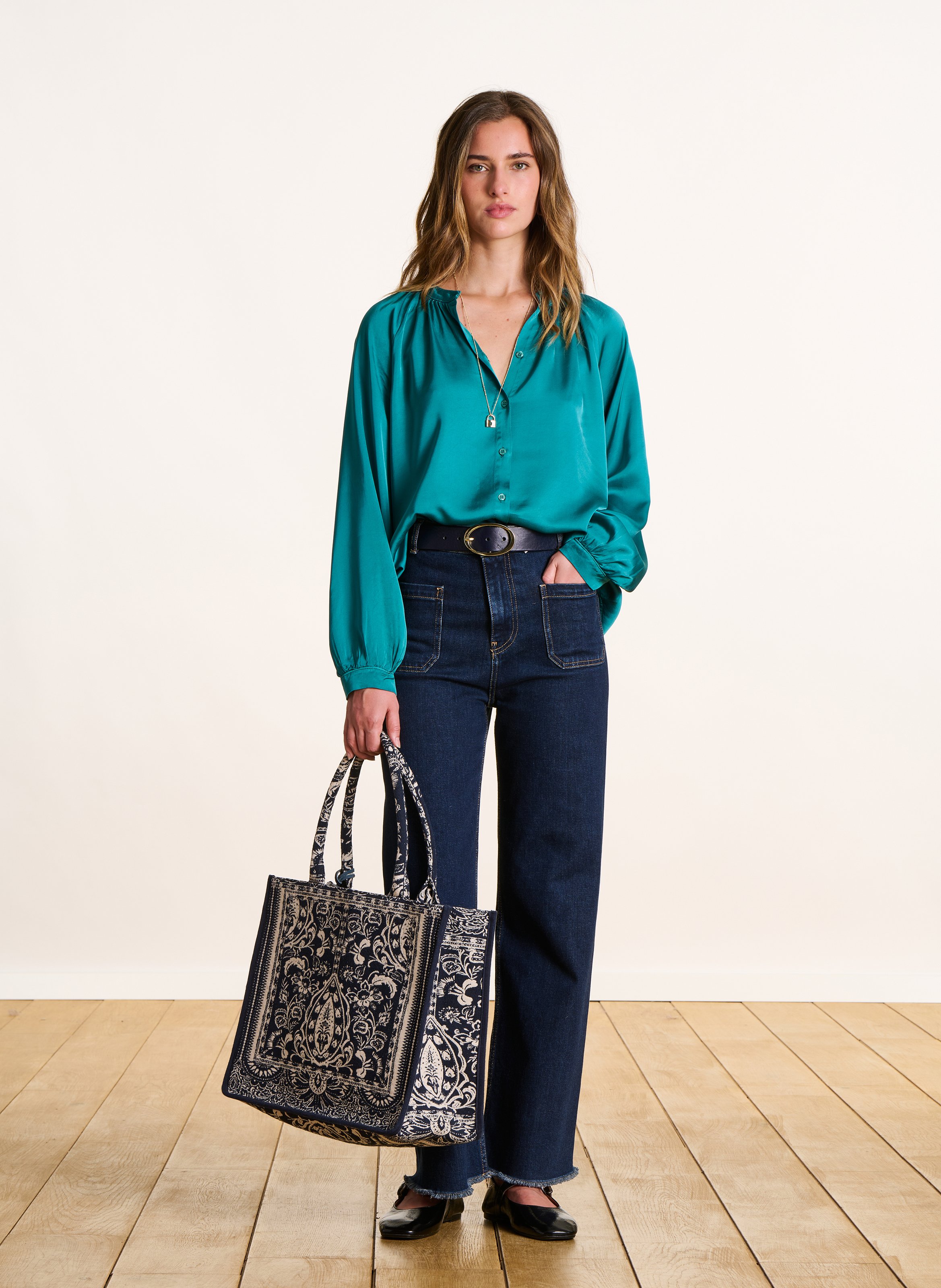 Chemise ample unie col rond LA FEE MARABOUTEE Vert