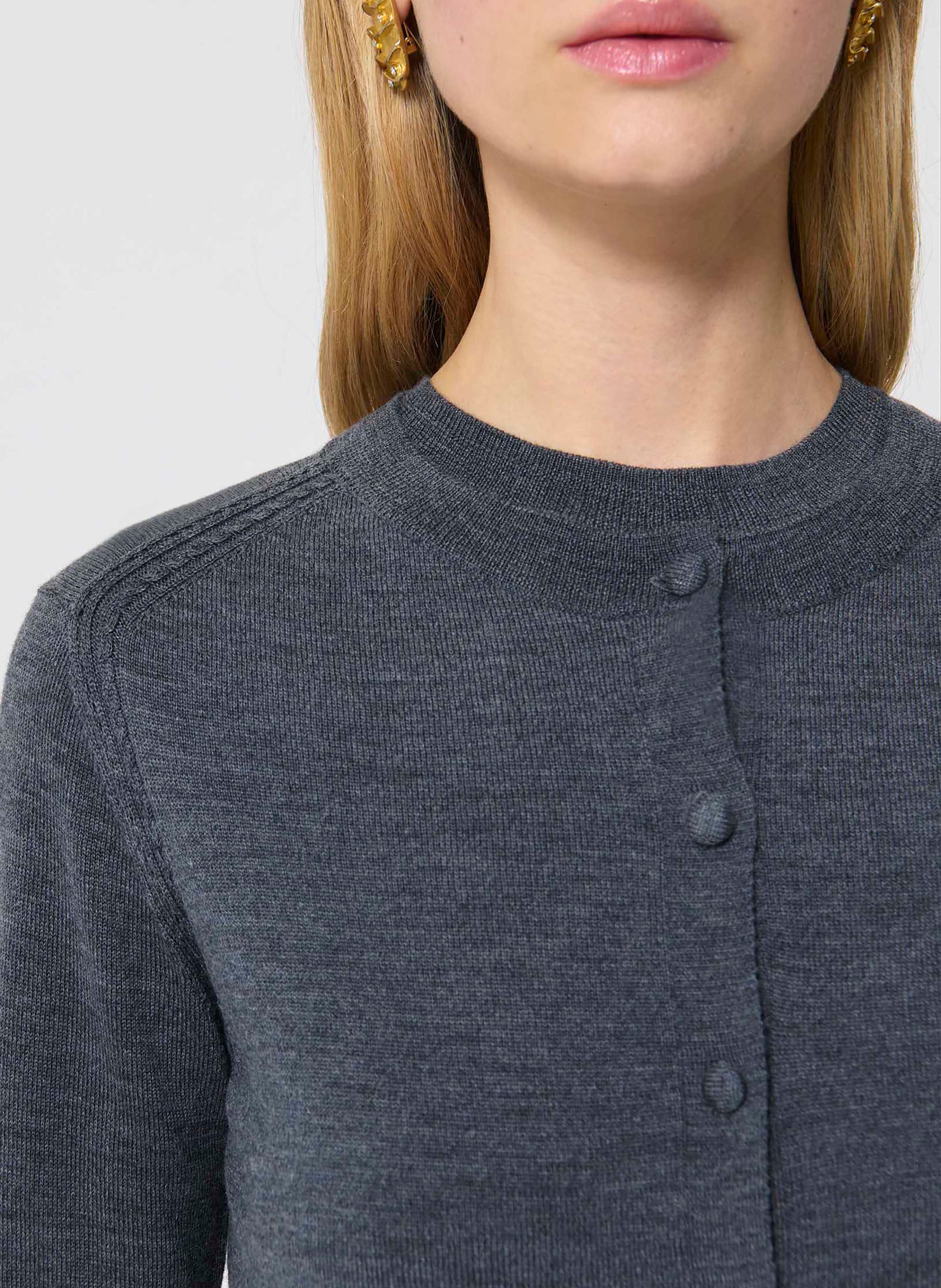 Gilet col rond en laine TARA JARMON Gris