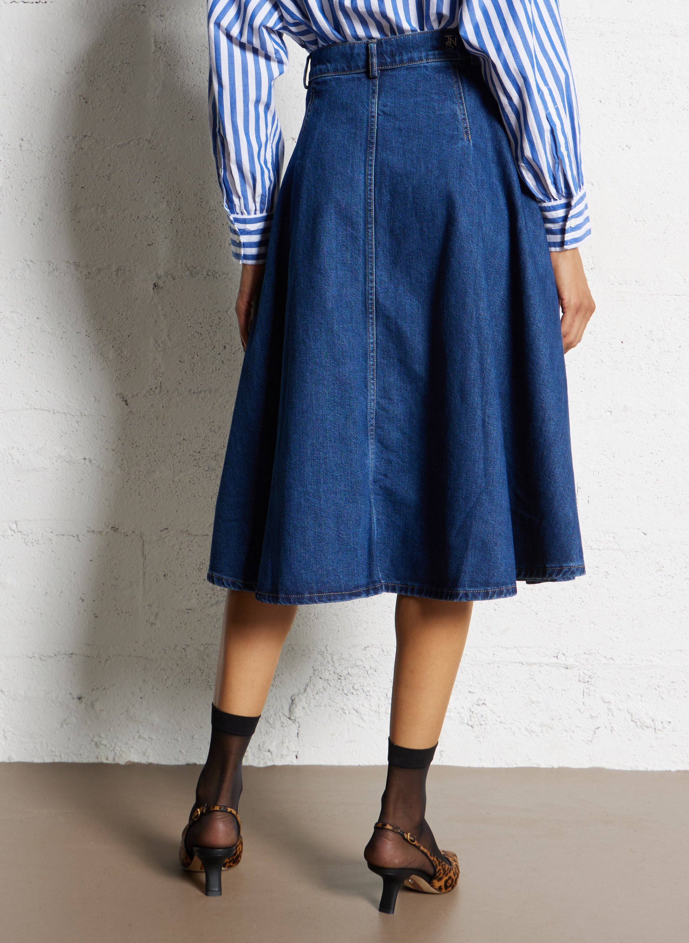 Uitlopende midi spijkerrok THE NEW SOCIETY Blauw