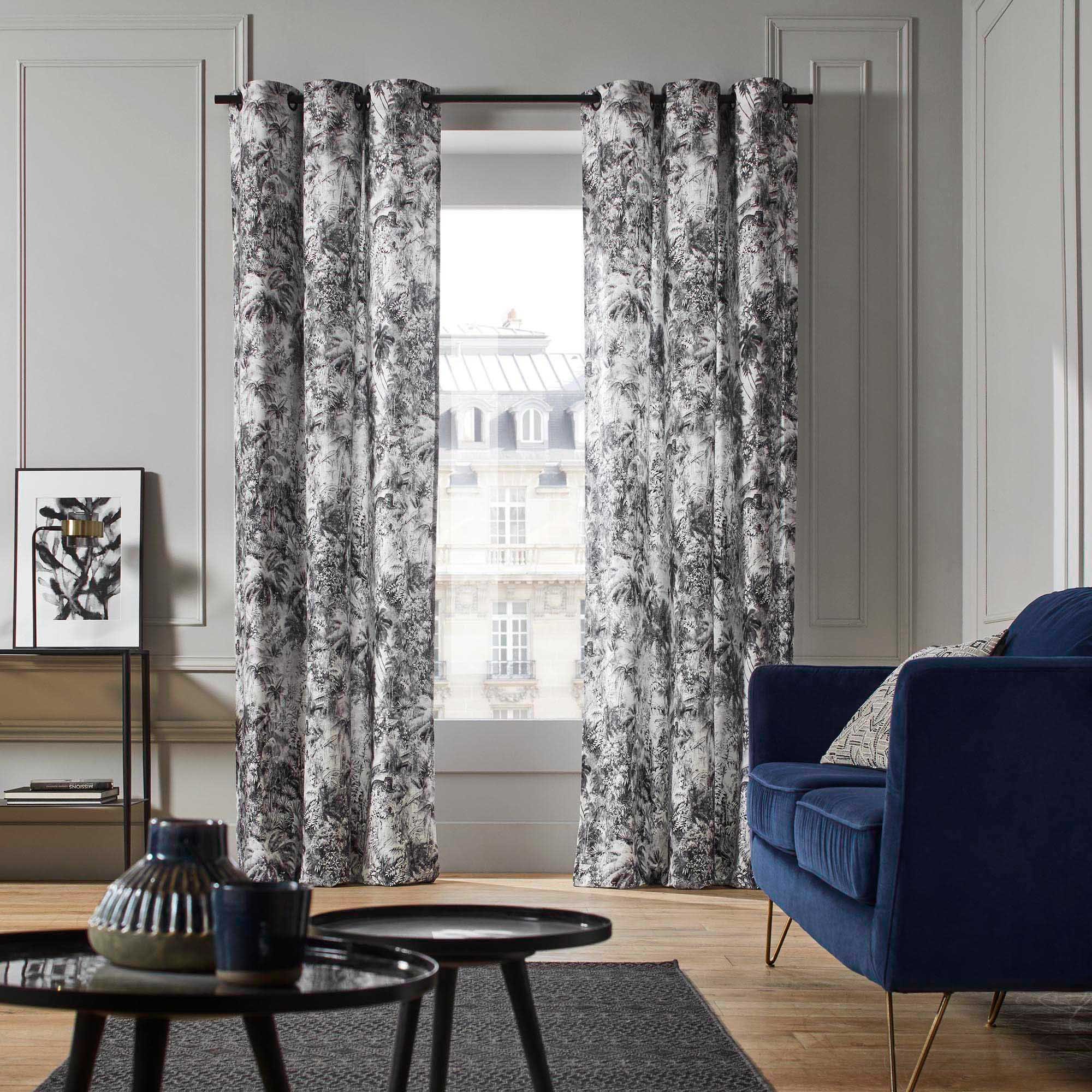 Curtain with black eyelets MADURA White