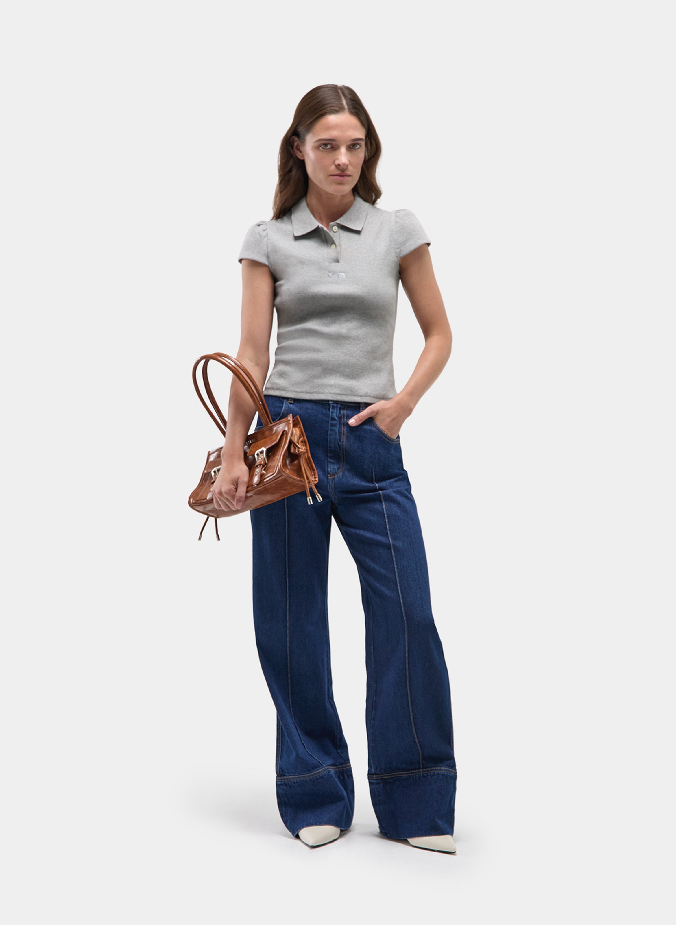 Jean large taille haute en coton LAAGAM Bleu