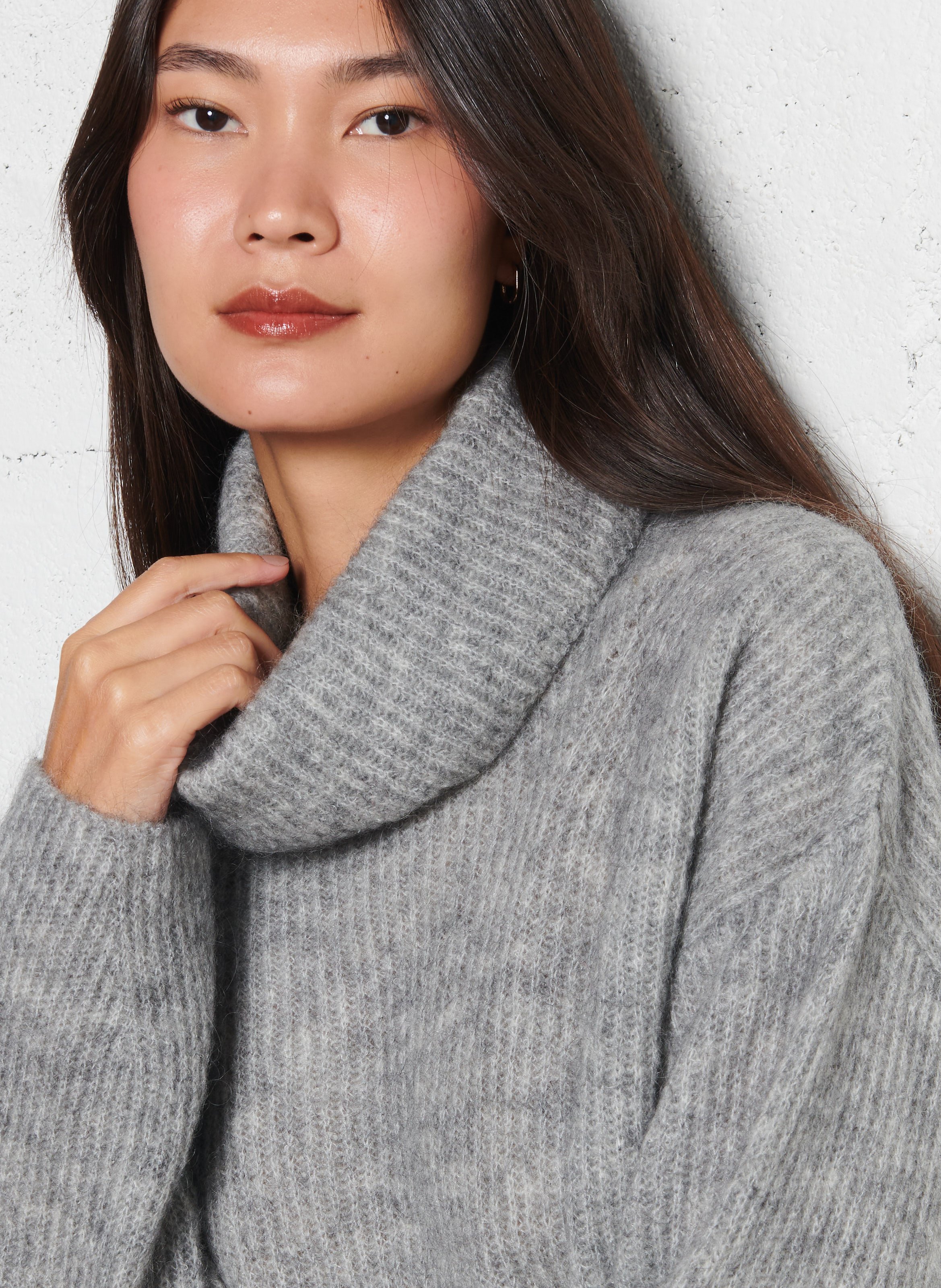 Pull col roulé en laine mélangée MAISON ANJE Prune