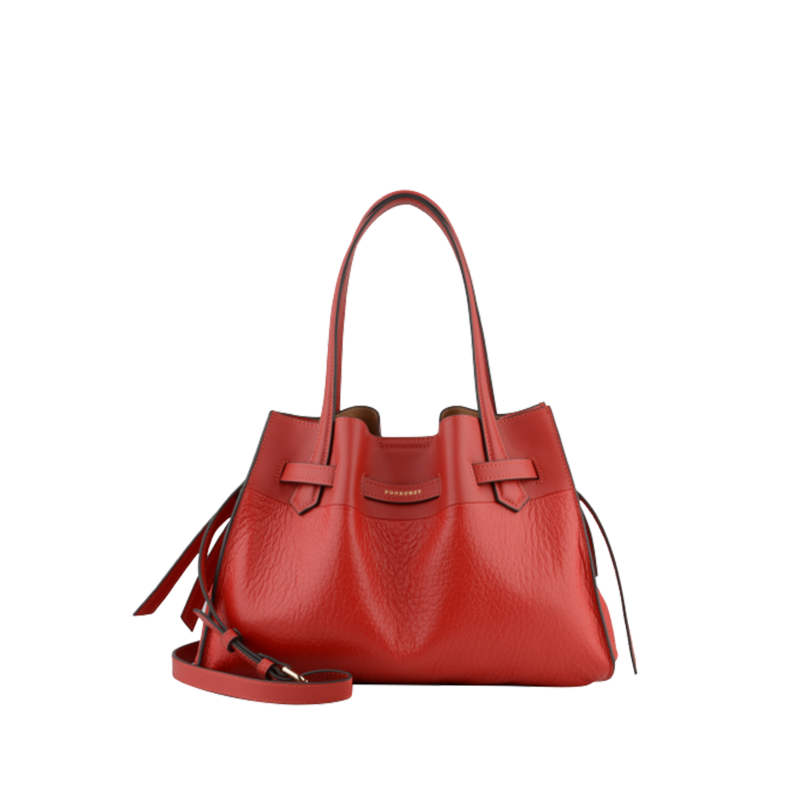 Handbag - cowhide leather POURCHET Red