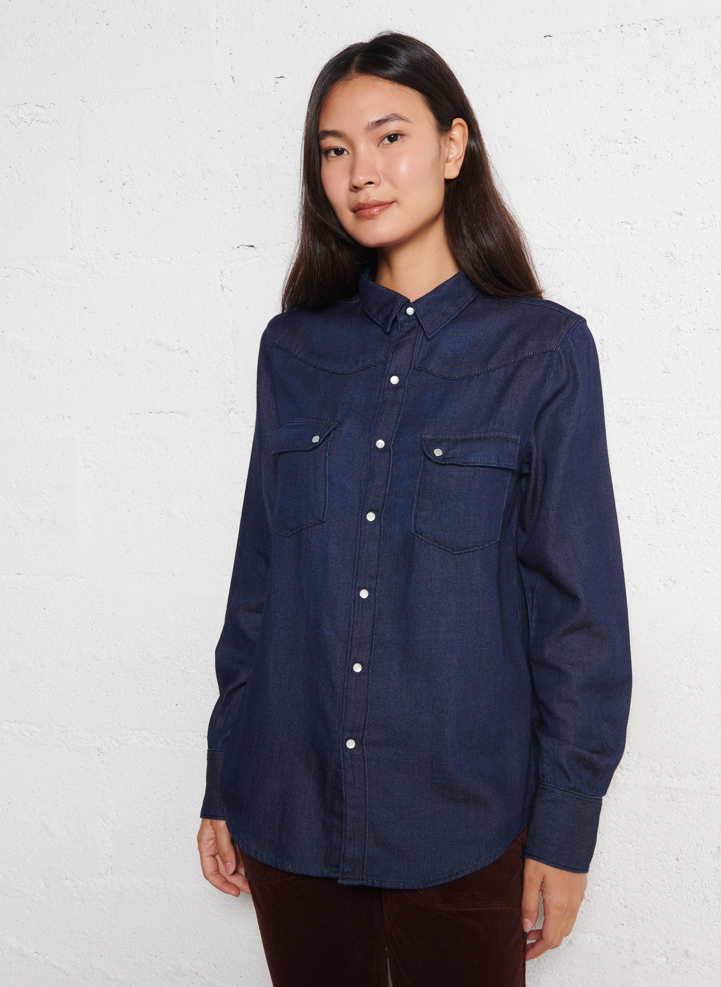 Blouse met klassieke kraag ACQUAVERDE Blauw