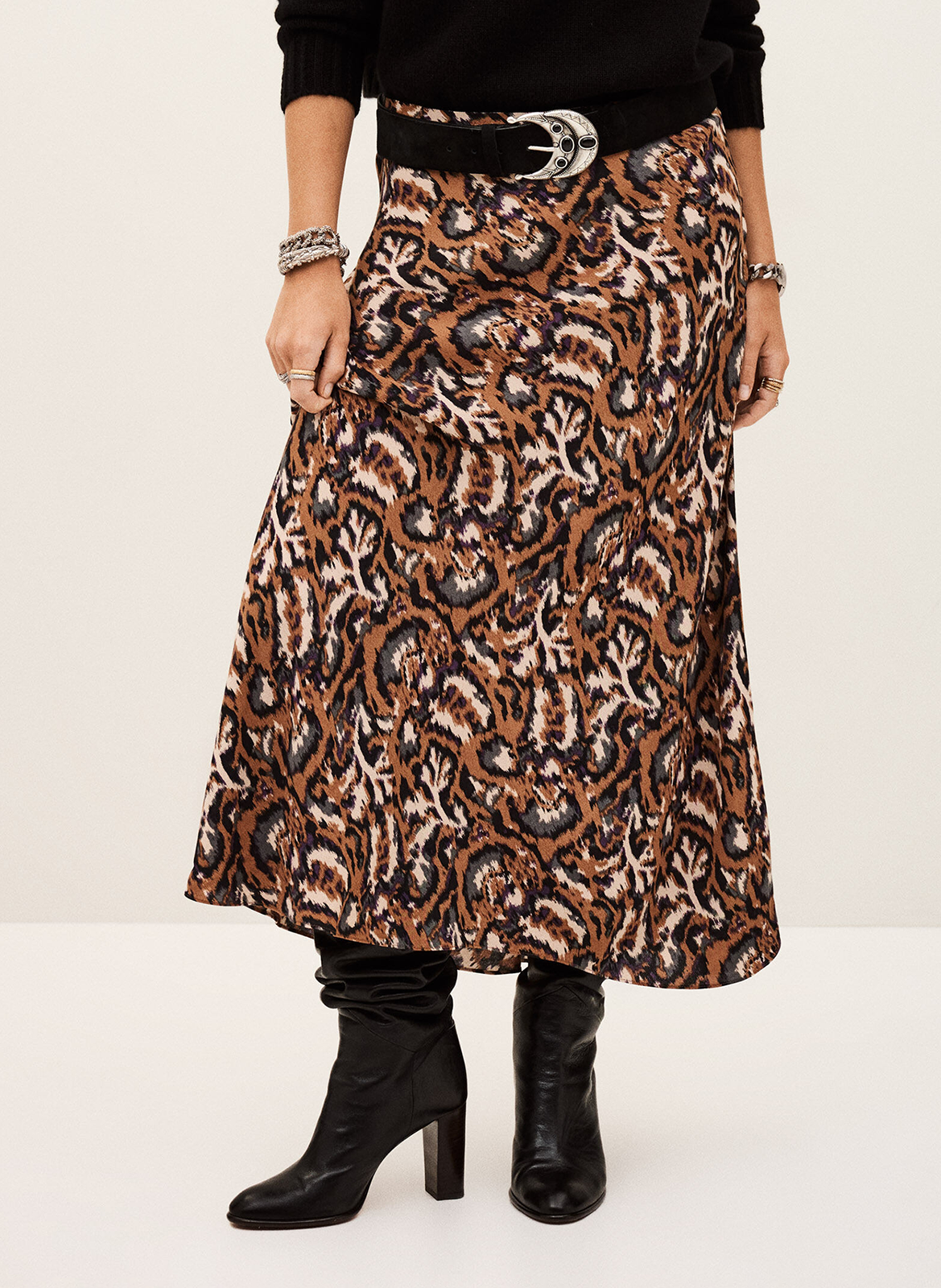 Jupe midi impimée BA&SH Orange