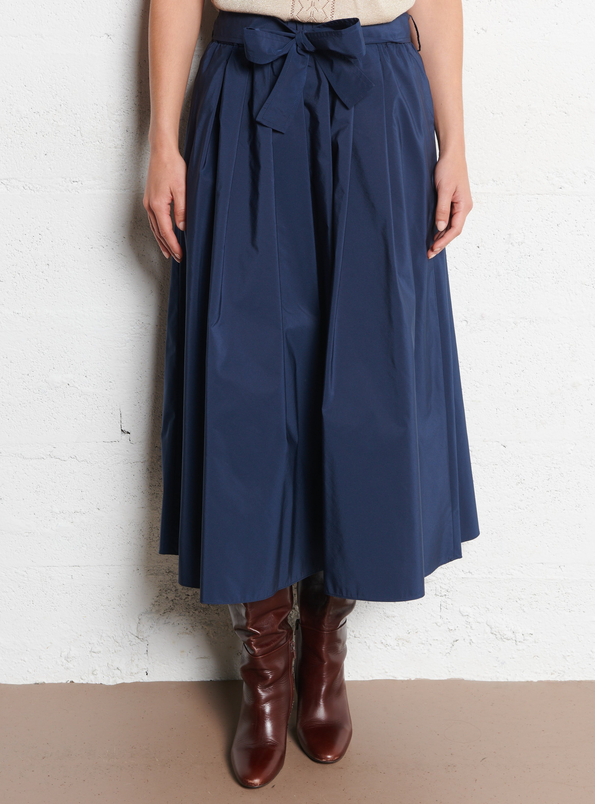 Jupe midi plissée unie à ceinture MAX MARA WEEK END