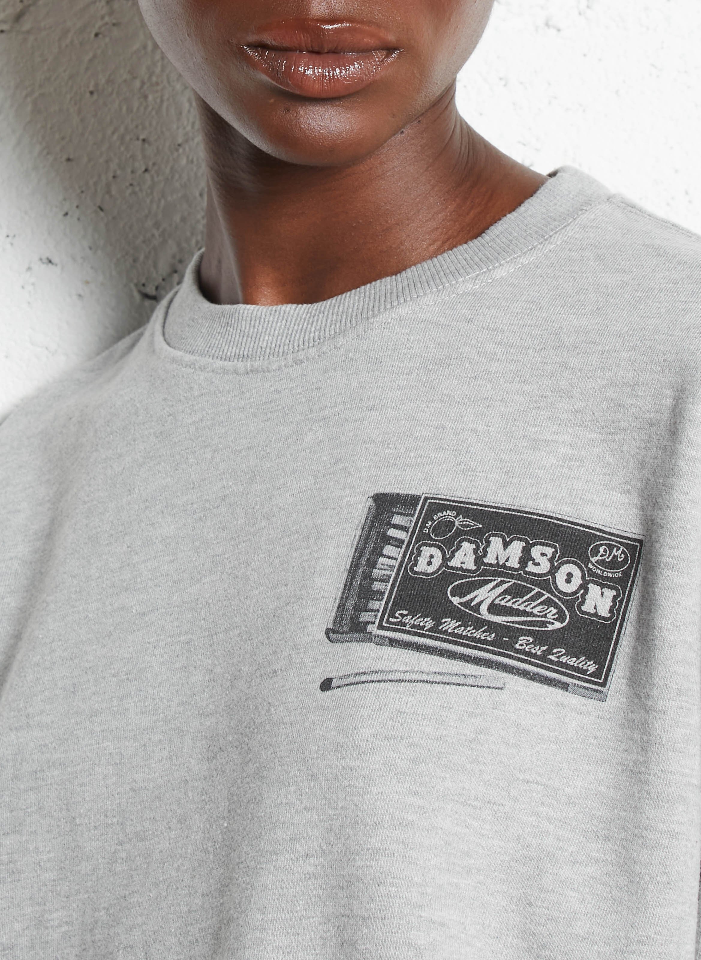 Sweat ample imprimé en coton bio DAMSON MADDER Gris