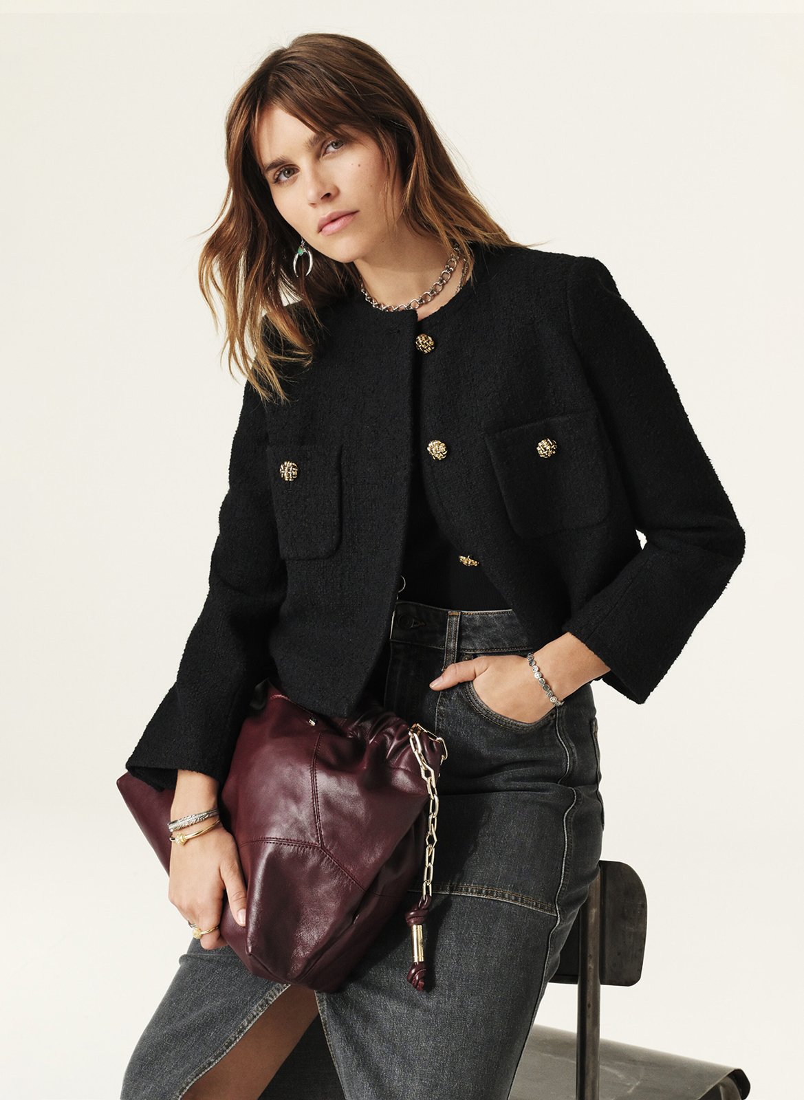 Kort jasje | katoenblend BA&SH Zwart