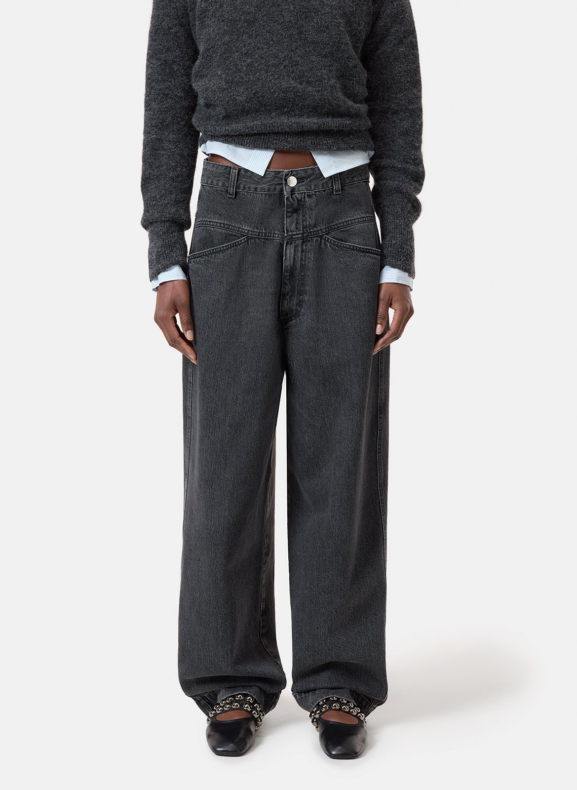 Straight cotton-blend pants CLOSED Grey