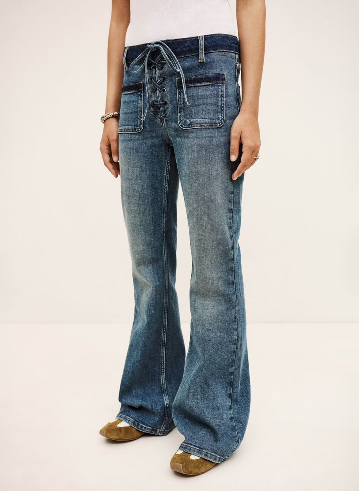 Jean flare en coton mélangé BA&SH Bleu