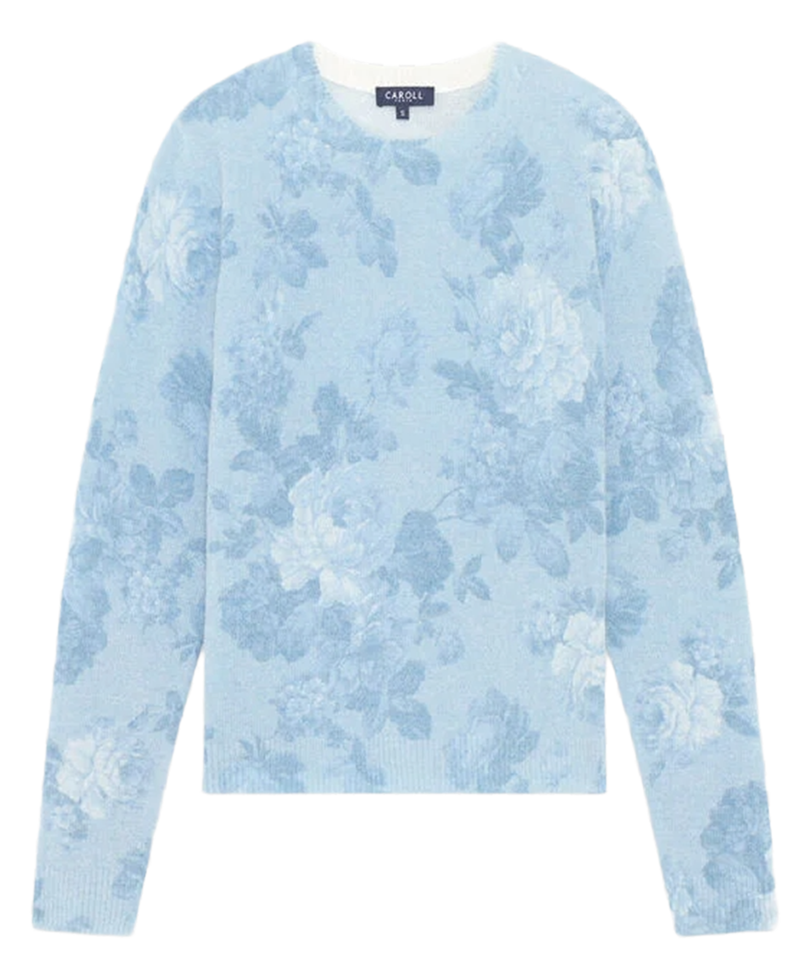 Pulll droit col rond imprimé CAROLL Bleu