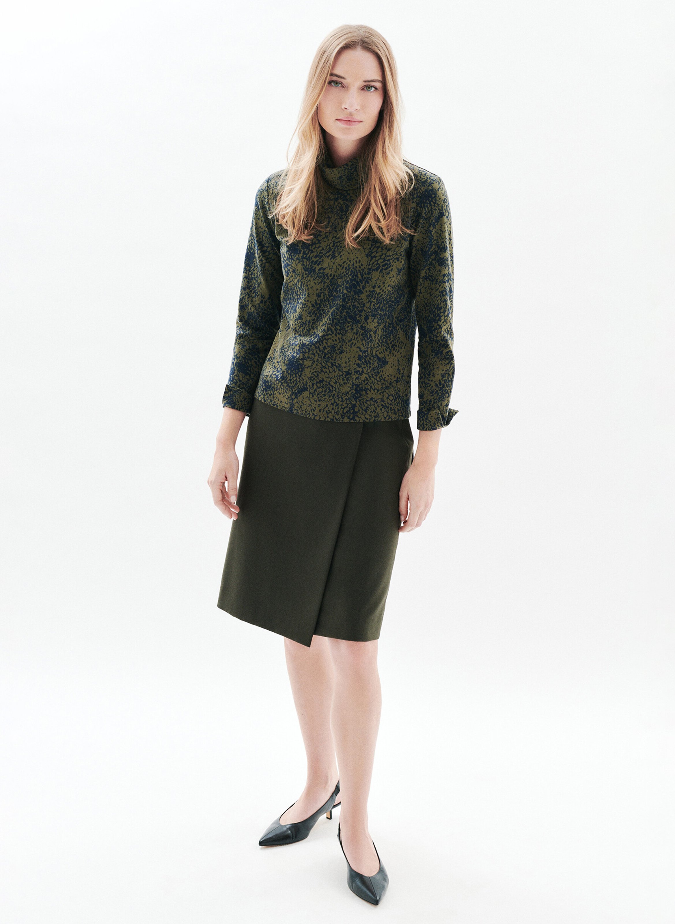 Top droit en coton mélangé CAROLL Vert