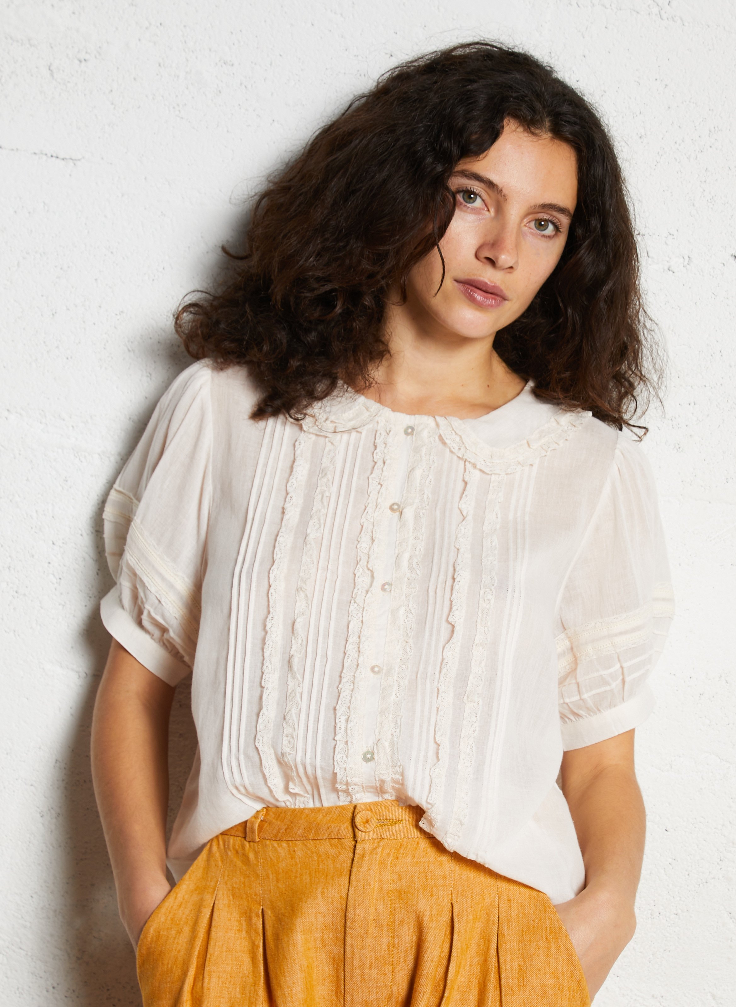 Blouse with organic cotton Peter Pan collar EMILE ET IDA