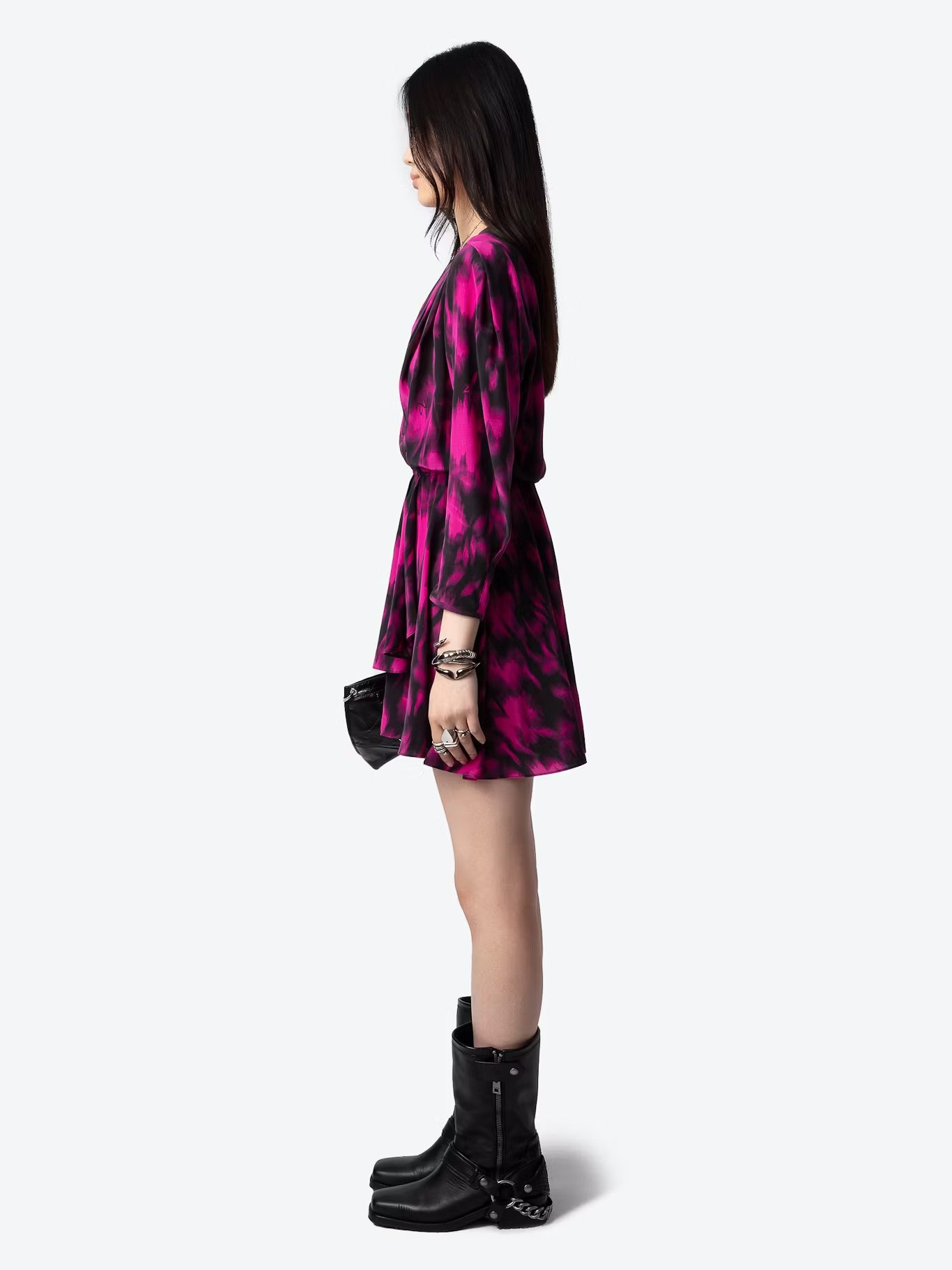 Robe col V imprimée en soie ZADIG&VOLTAIRE Noir