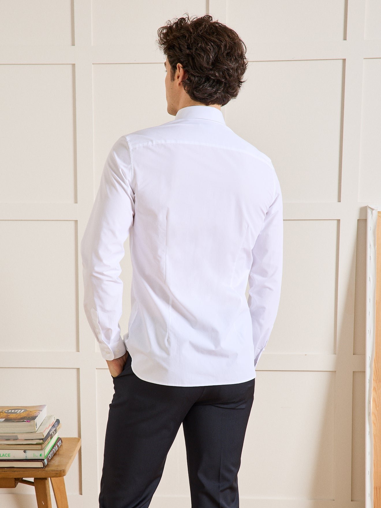 Easy care plain poplin slim-fit shirt CYRILLUS White