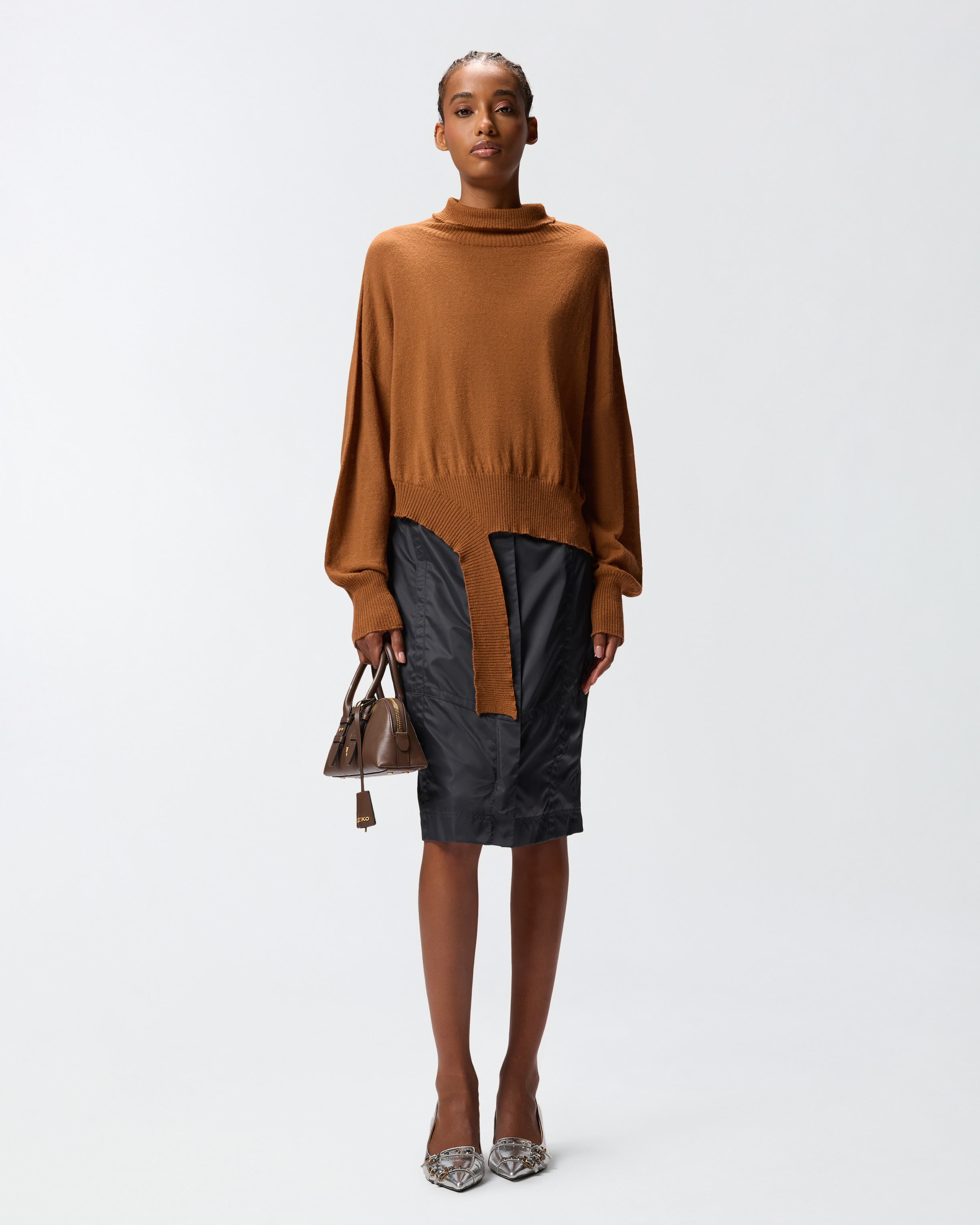 Knit turtleneck sweater PINKO Brown