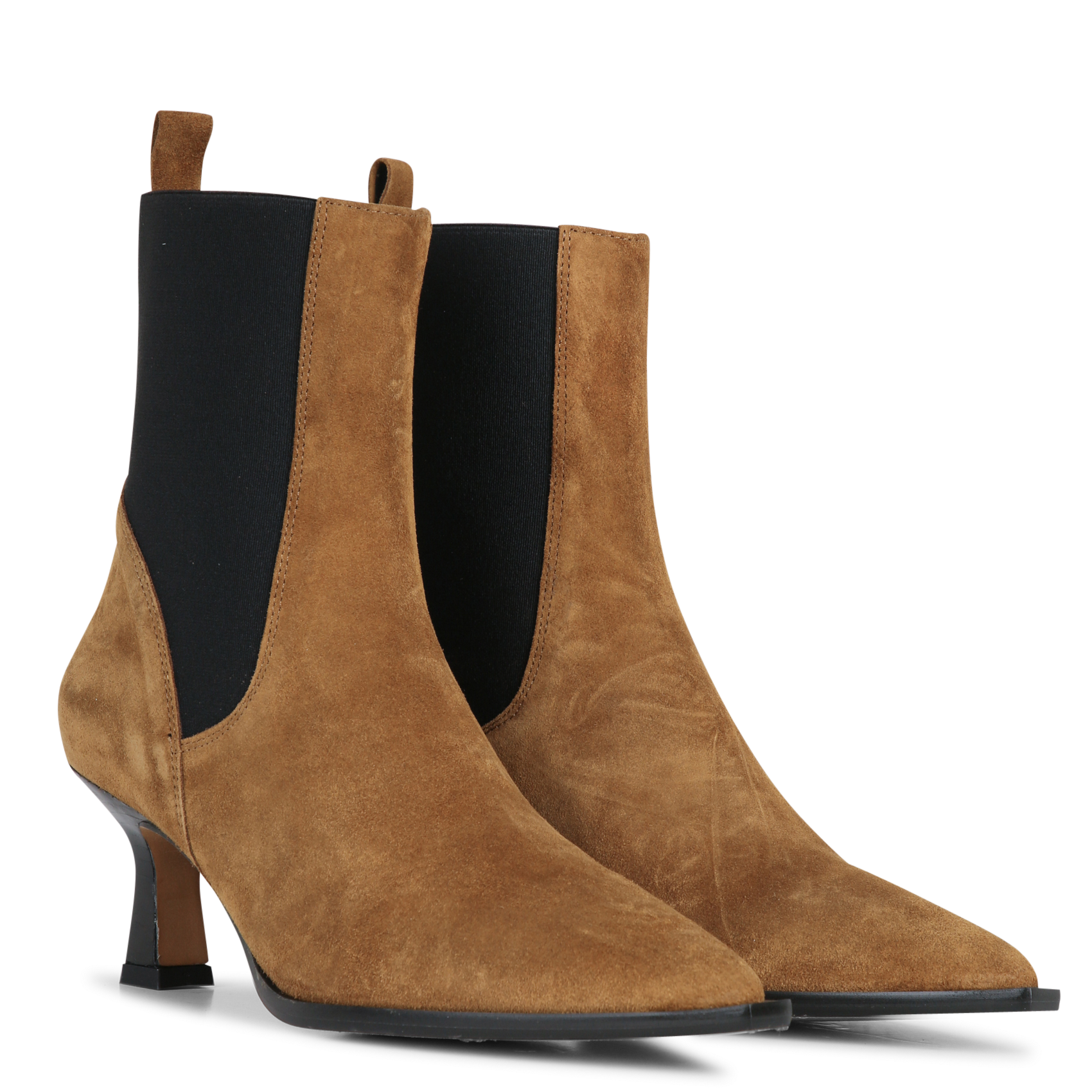 Bottines Chelsea à talons en cuir velours ANGEL ALARCON Marron