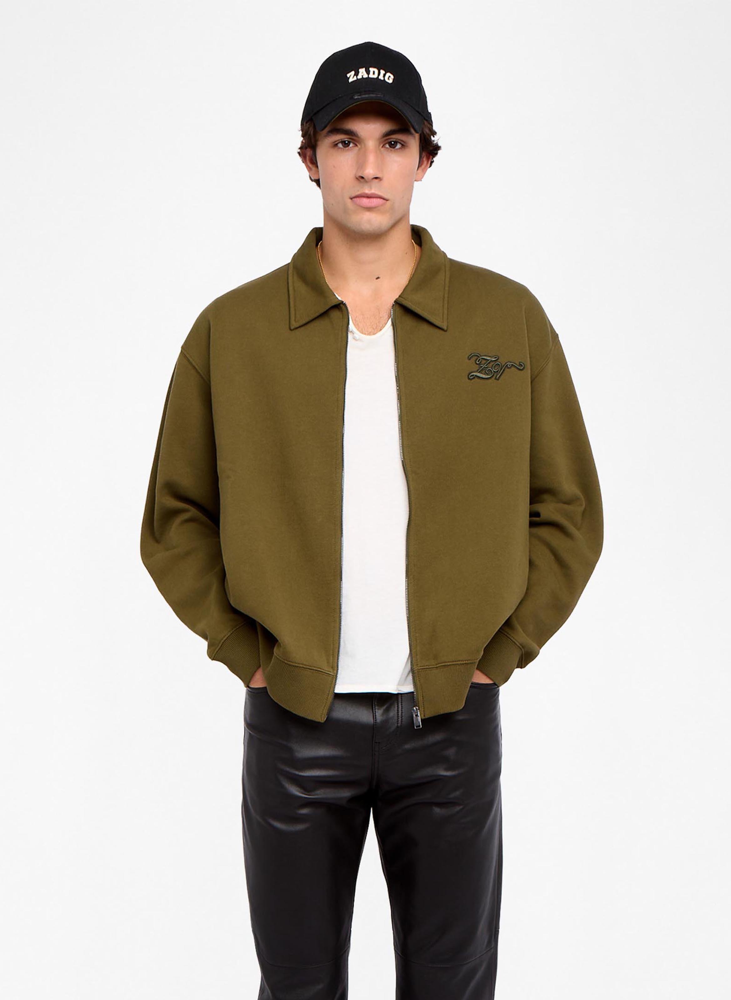 Gerade geschnittener Pullover mit klassischem Kragen aus Baumwolle. ZADIG&VOLTAIRE Grun