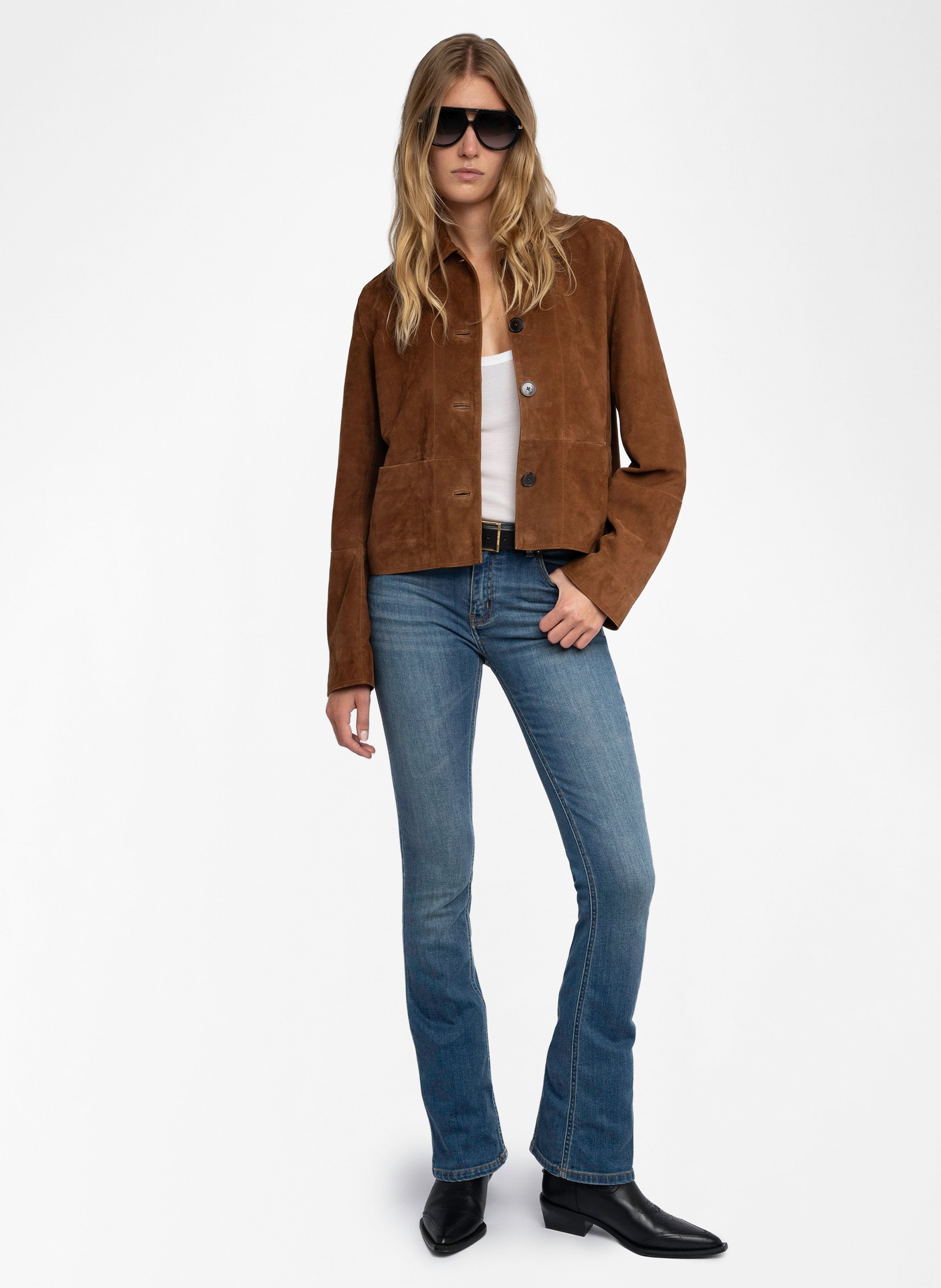 Buttoned faux suede jacket ZADIG&VOLTAIRE Brown